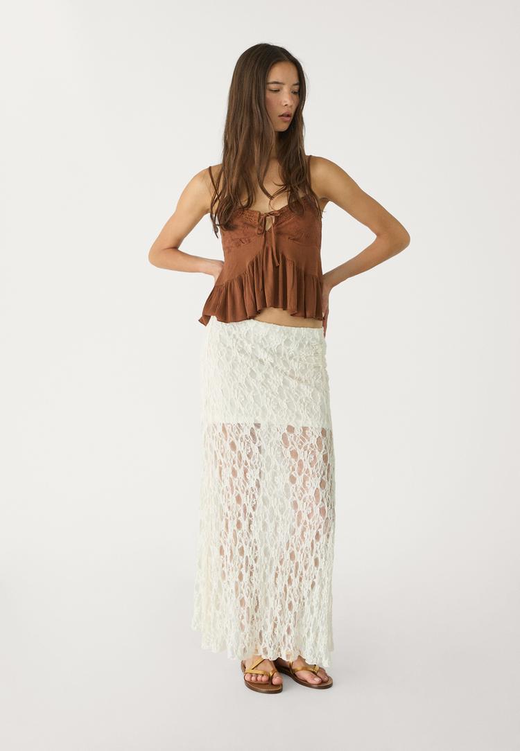 falda midi blonda frunce