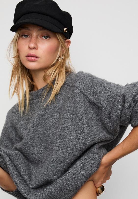 Stradivarius Studded Cap Black Os