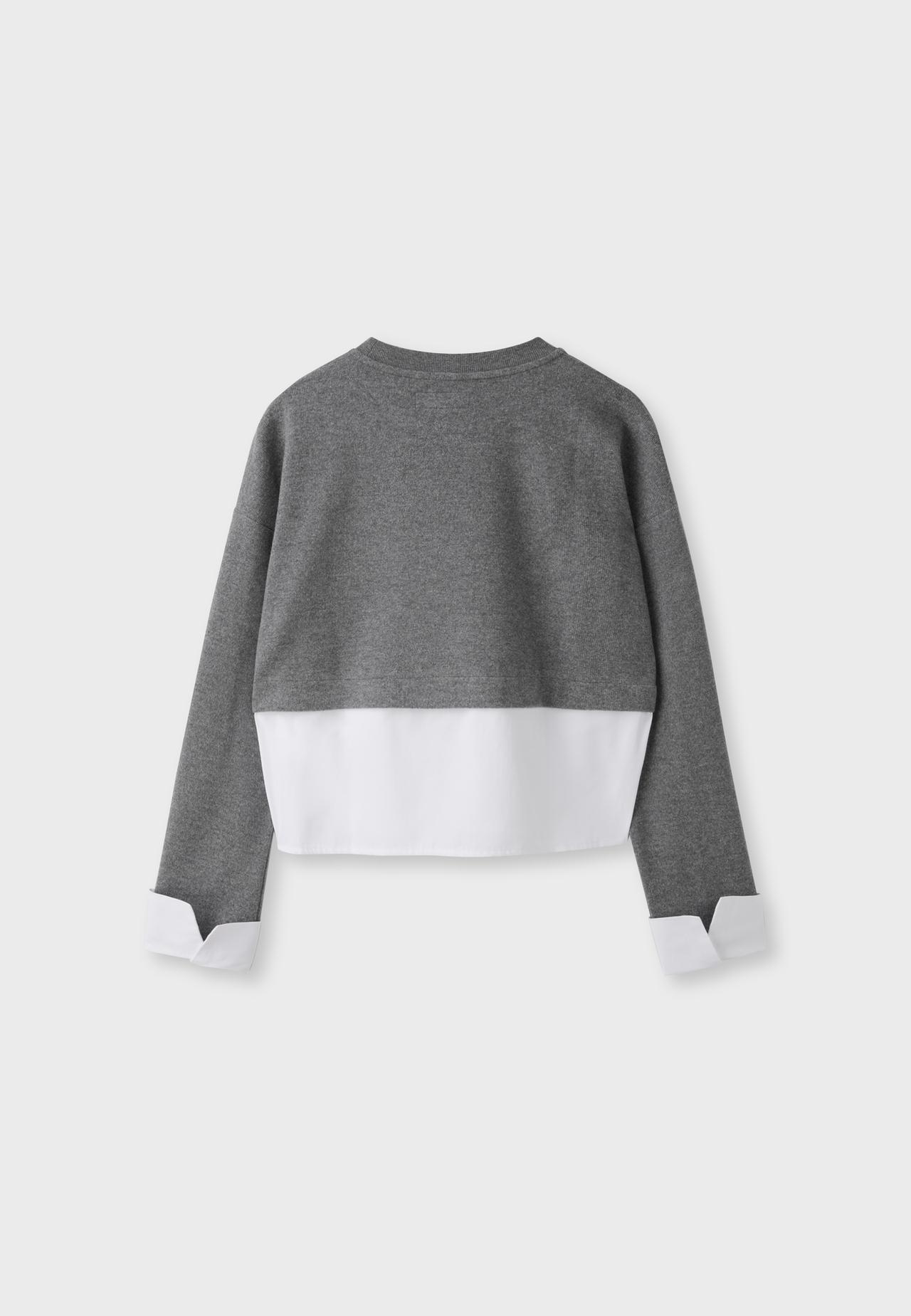 Mixed-fabric jumper — Dark grey