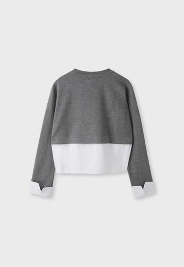 Mixed-fabric jumper — Dark grey 8