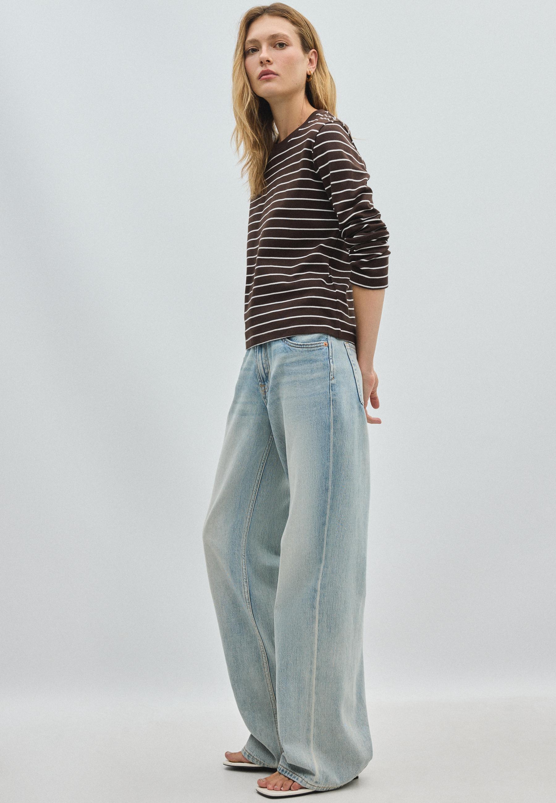 Long sleeve striped T-shirt — Brown