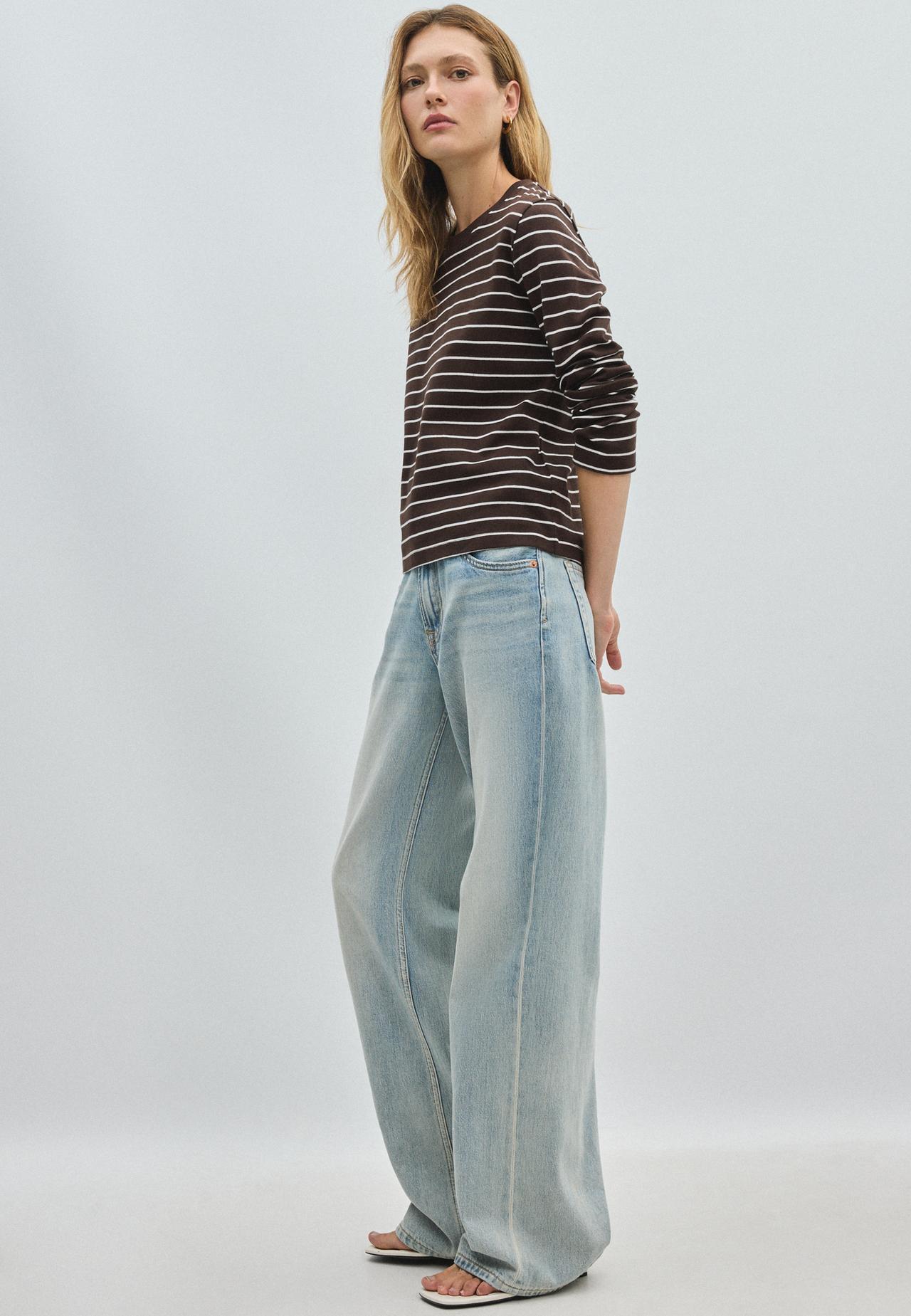 Long sleeve striped T-shirt — Brown