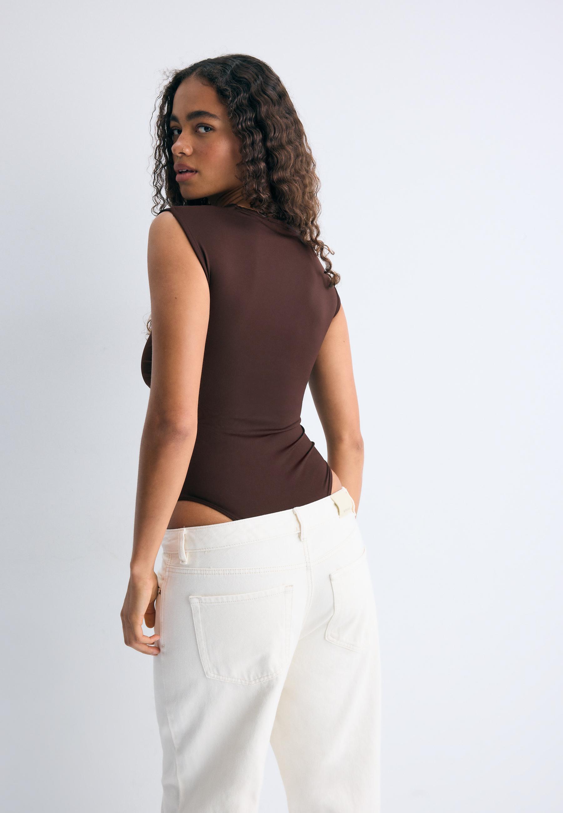 Gathered bodysuit — Brown