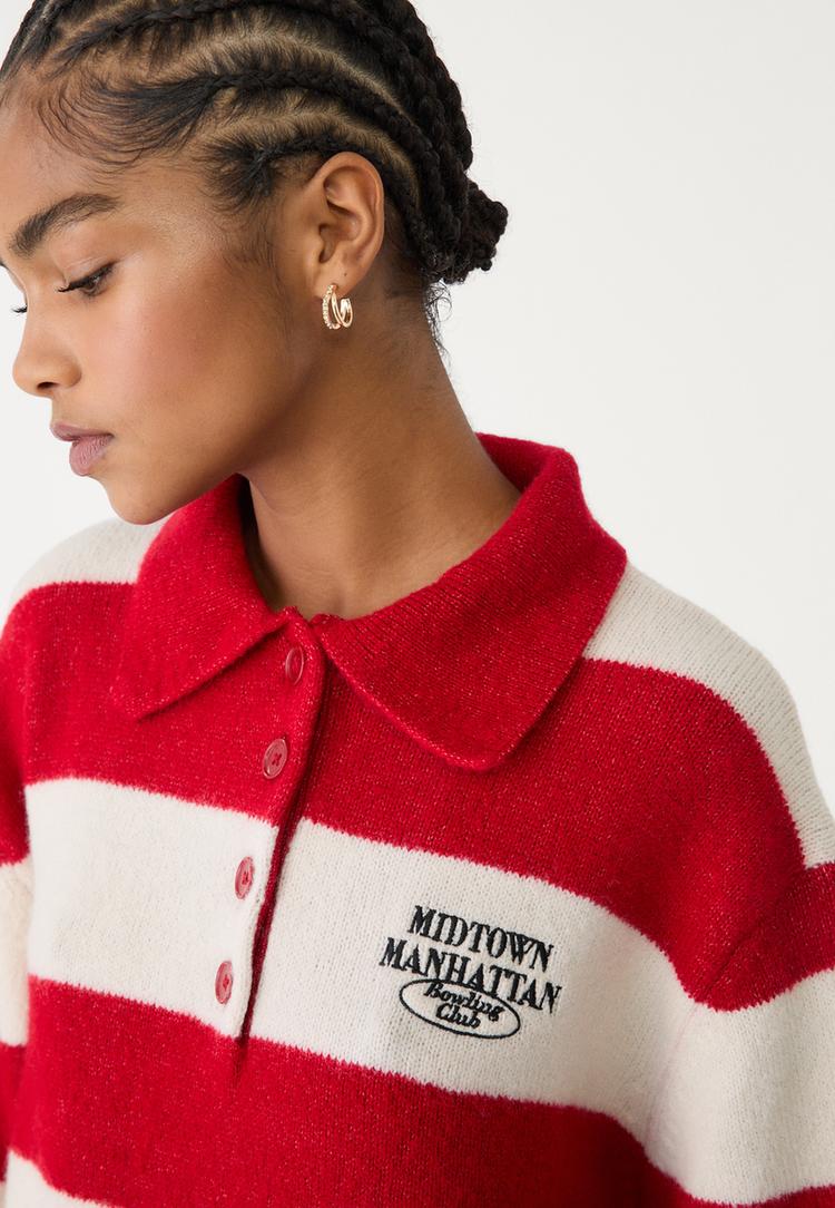 pull polo en maille a boutons