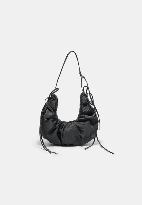 ruched fabric crossbody bag