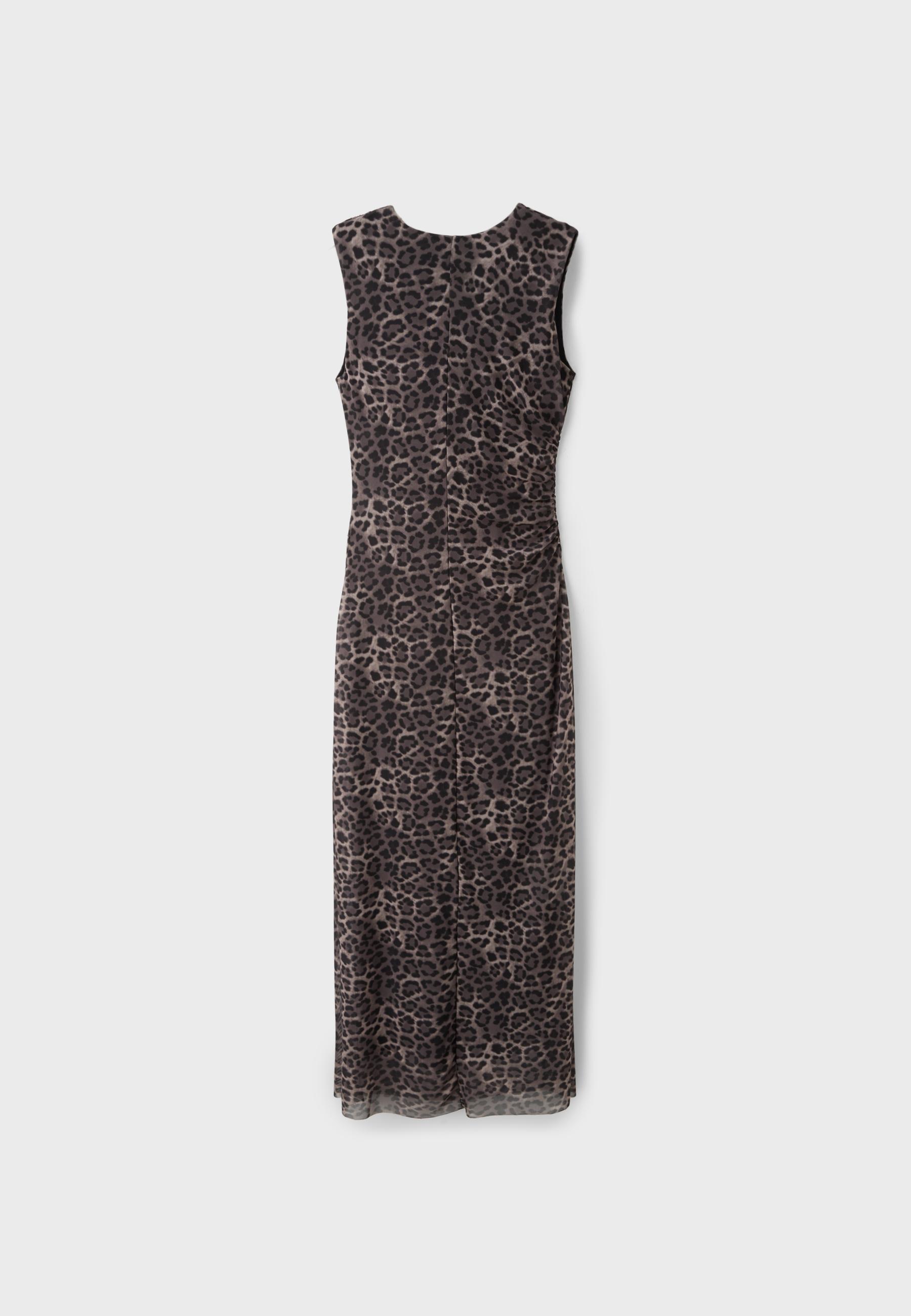 Sleeveless mesh midi dress — Brown
