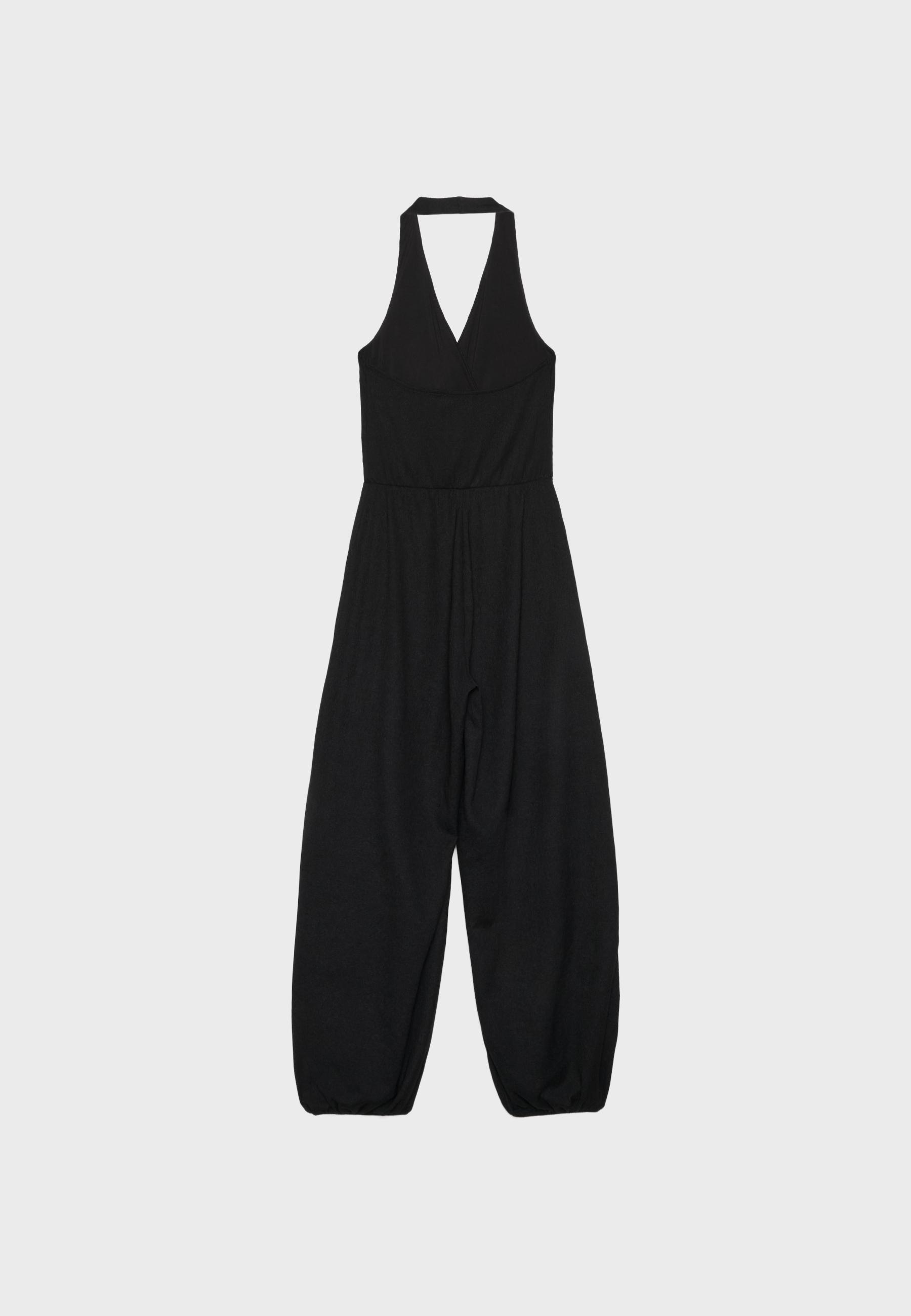 Balloon halter jumpsuit — Black