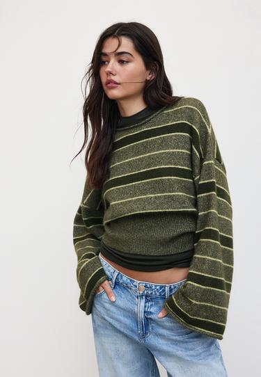 Soft knit sash-detail jumper — Khaki 3