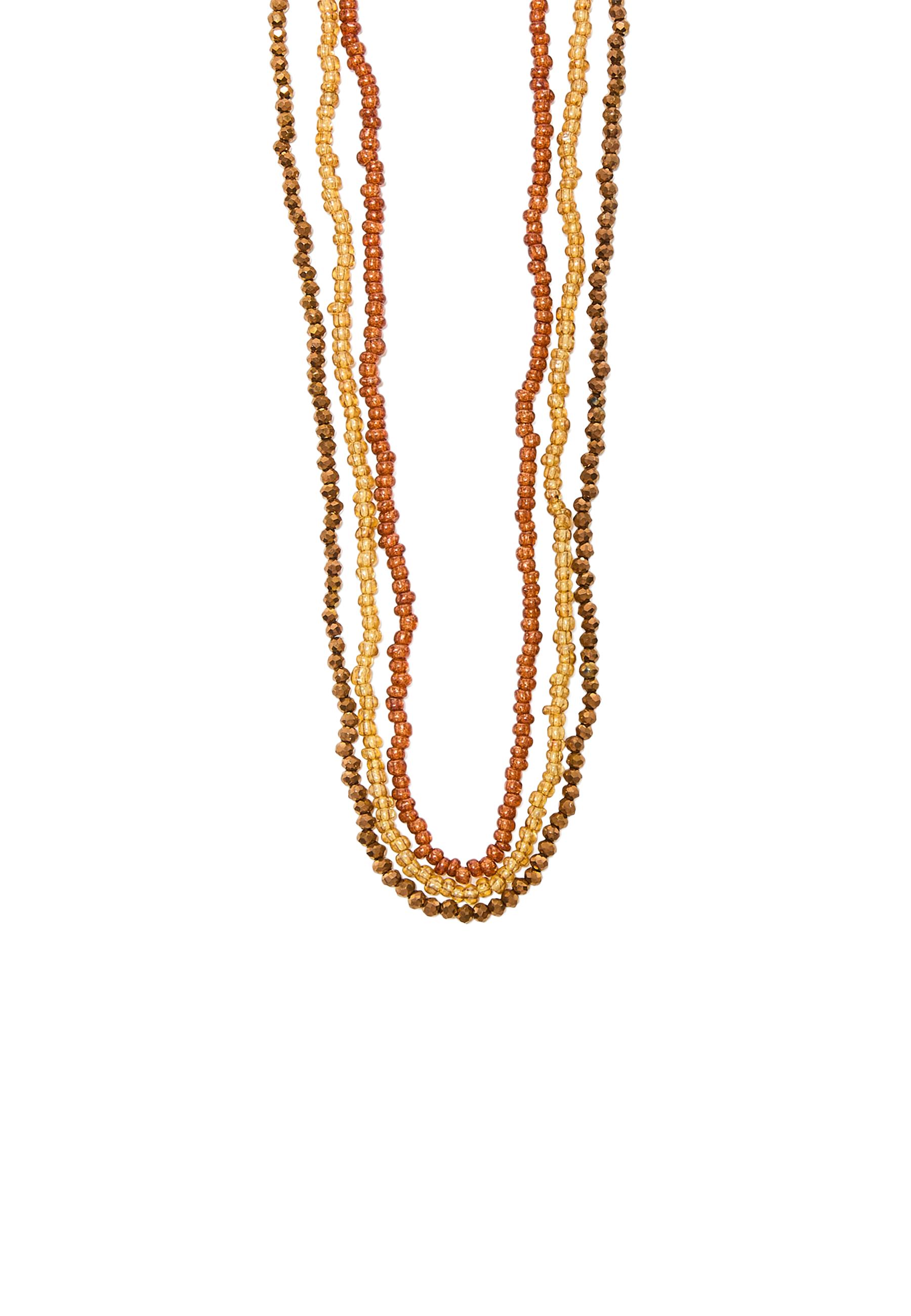 Multi-layer beaded necklace — Brown