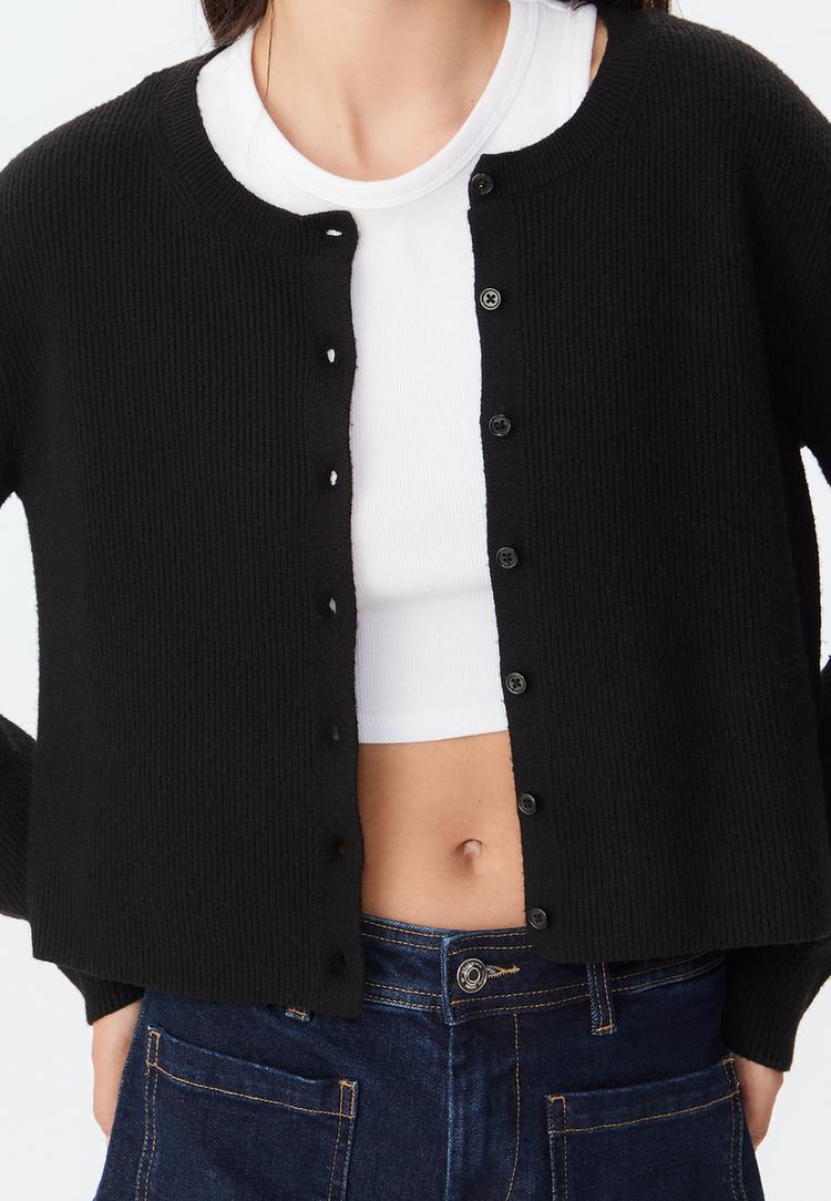 chaqueta punto rib botones