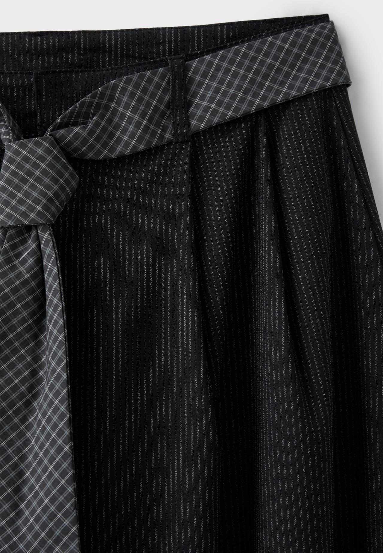 Voluminous sarouel trousers with tie belt — Black