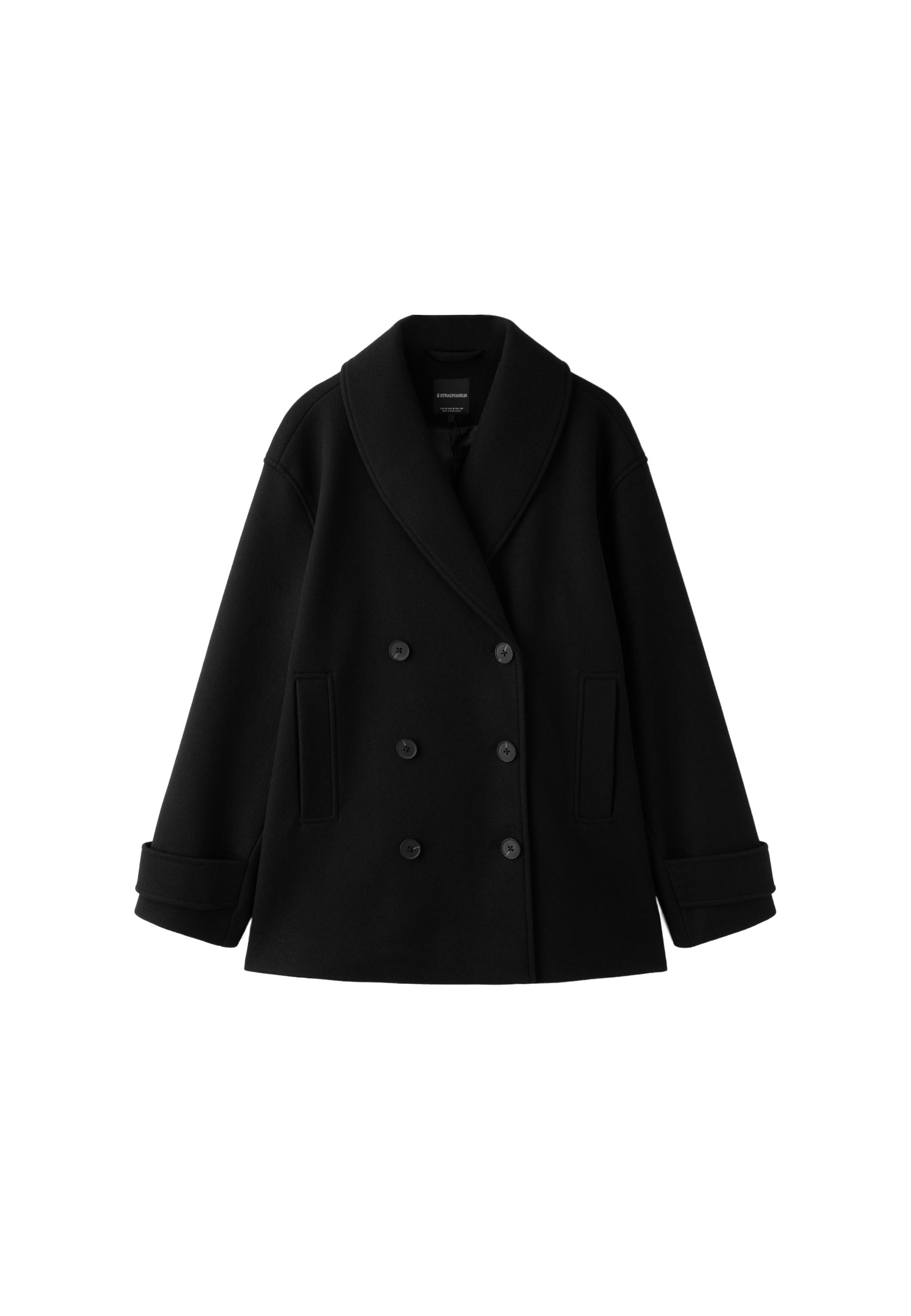 Shawl neck short coat — Black