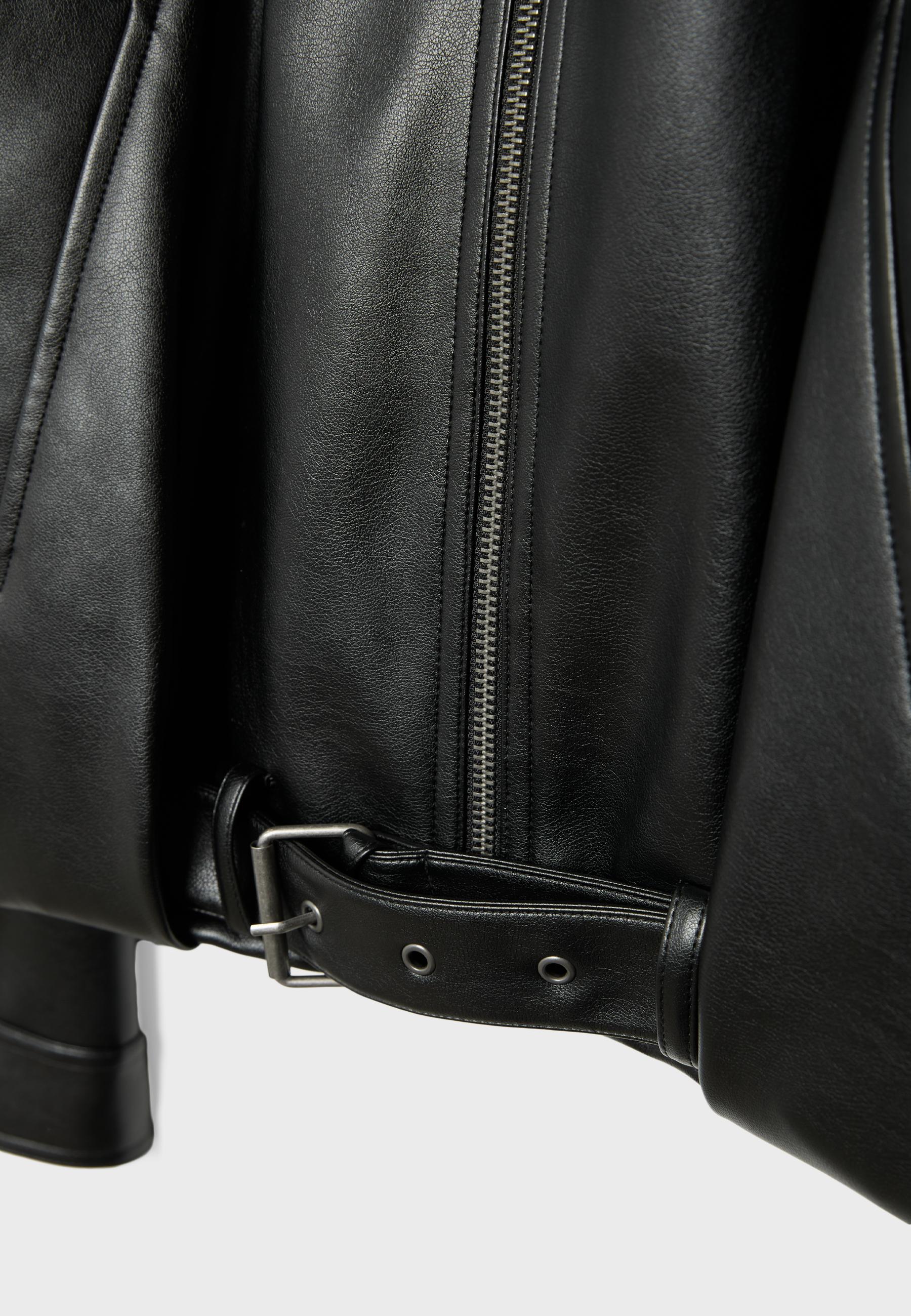 Leather effect balloon jacket with belt - Women's The collective