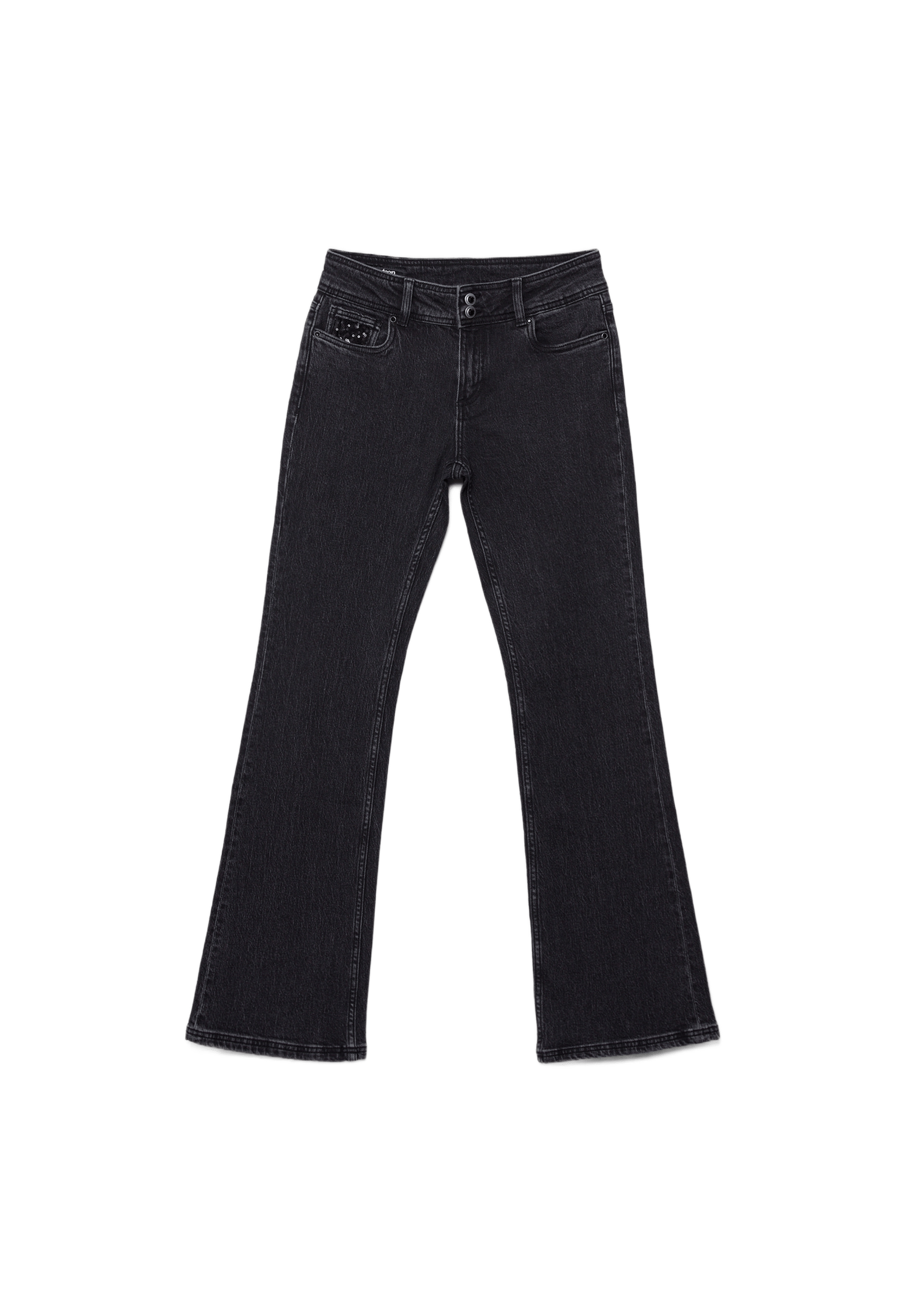 Sequin low-rise jeans — BLACK DENIM WASHED EFFECT