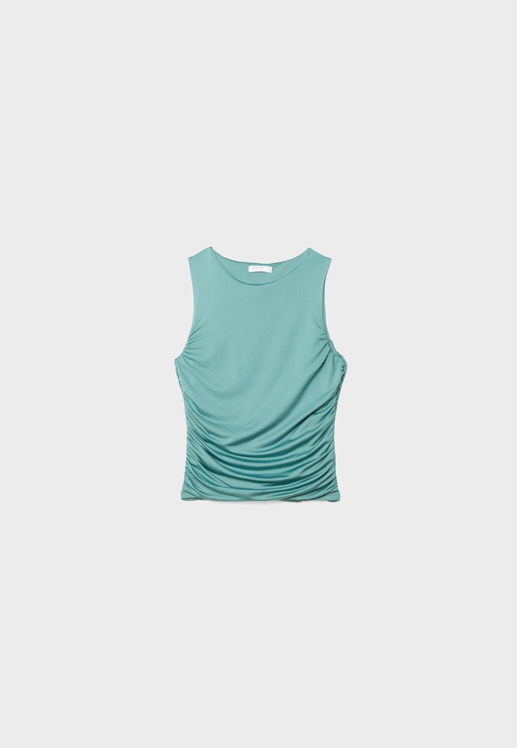 Polyamide draped T-shirt