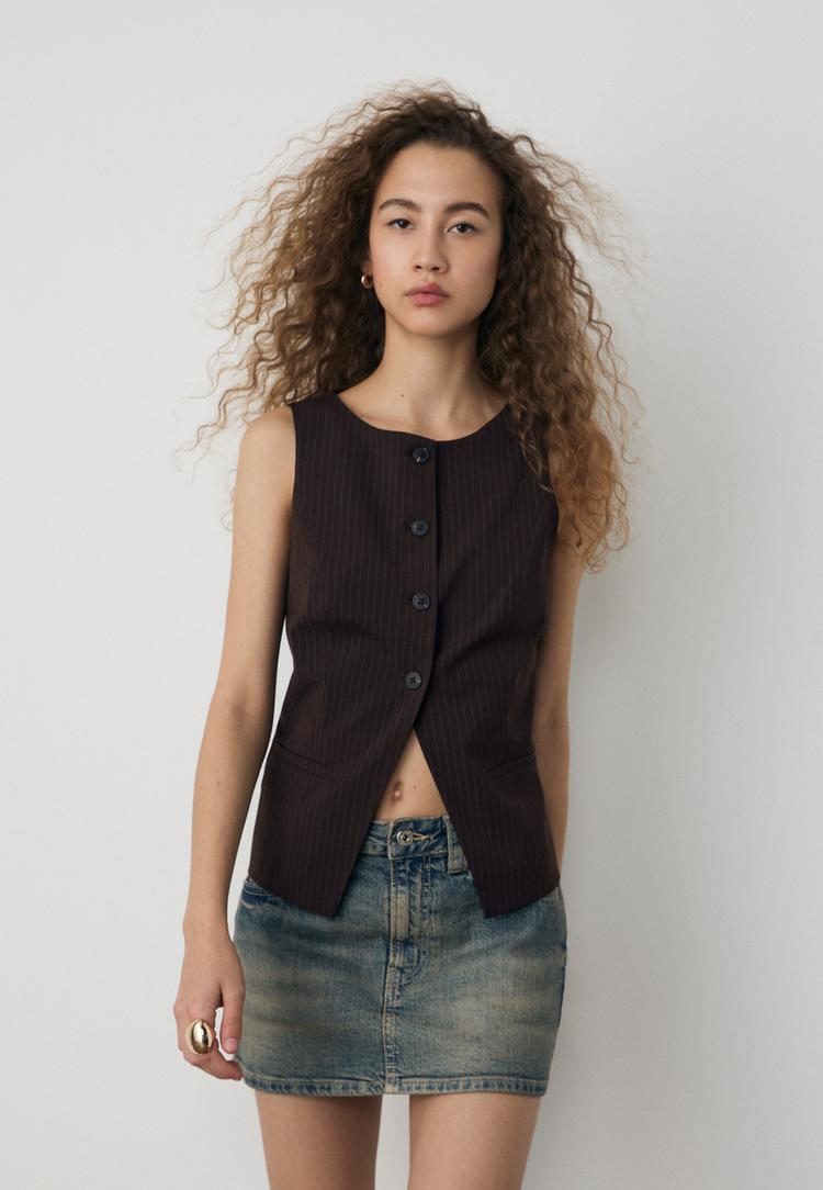 chaleco regular botones rayas