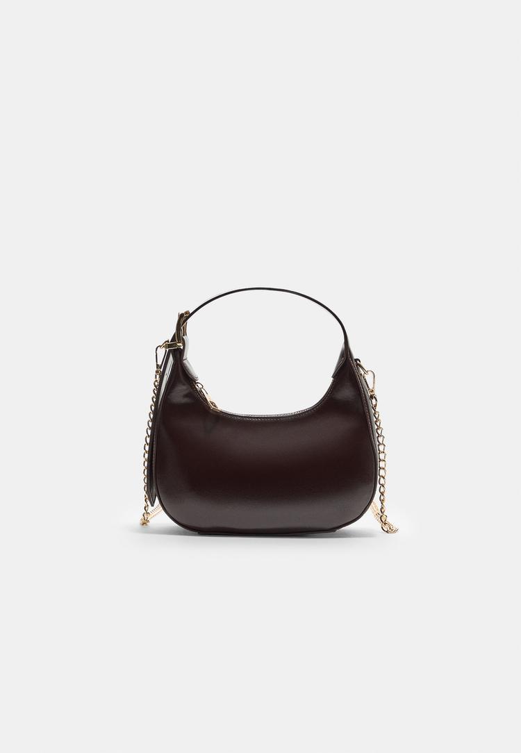 Stradivarius Polmesiacová Kabelka S Retiazkou Brown Os