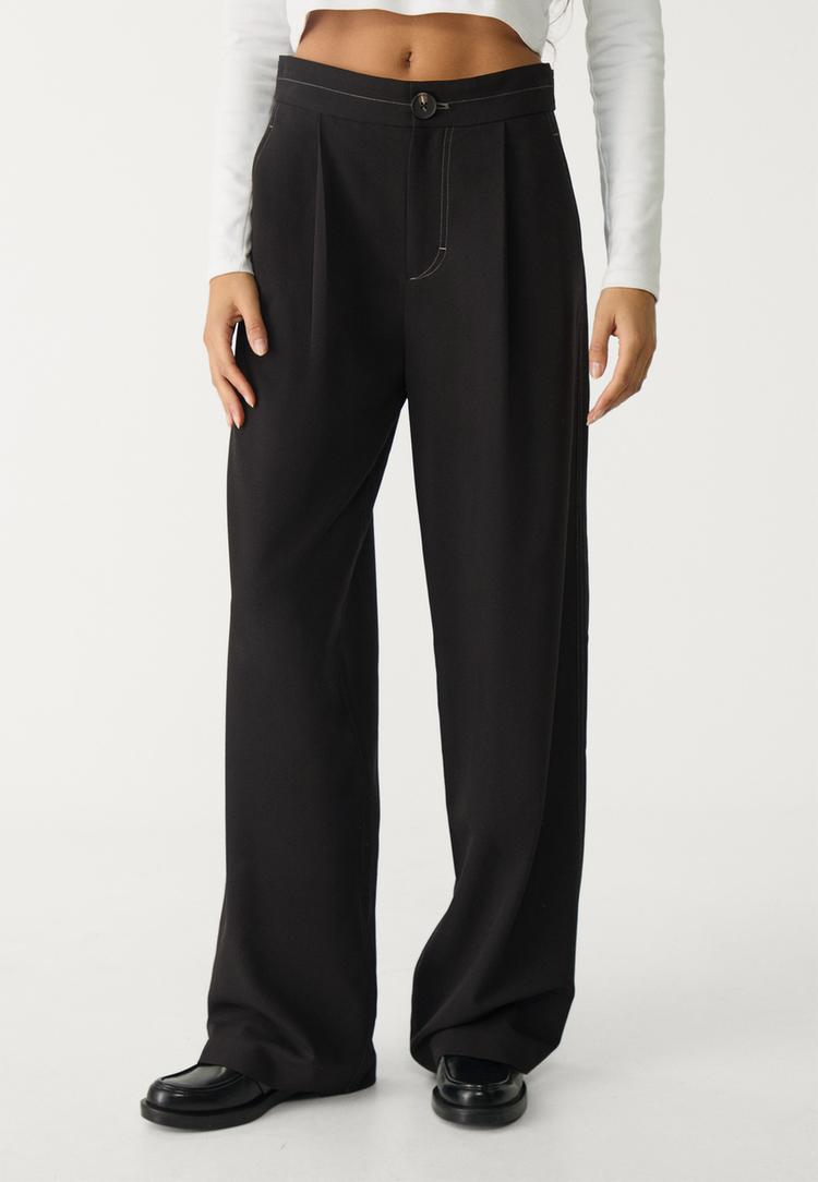 pantalon vestir pinzas pespuntes