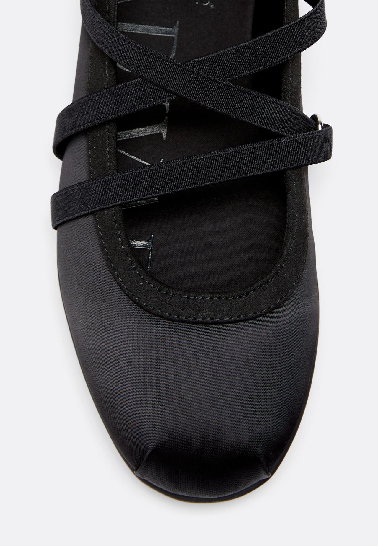 Criss-cross strap sneakerinas — BLACK