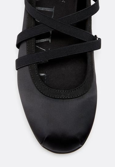 Criss-cross strap sneakerinas — BLACK  4