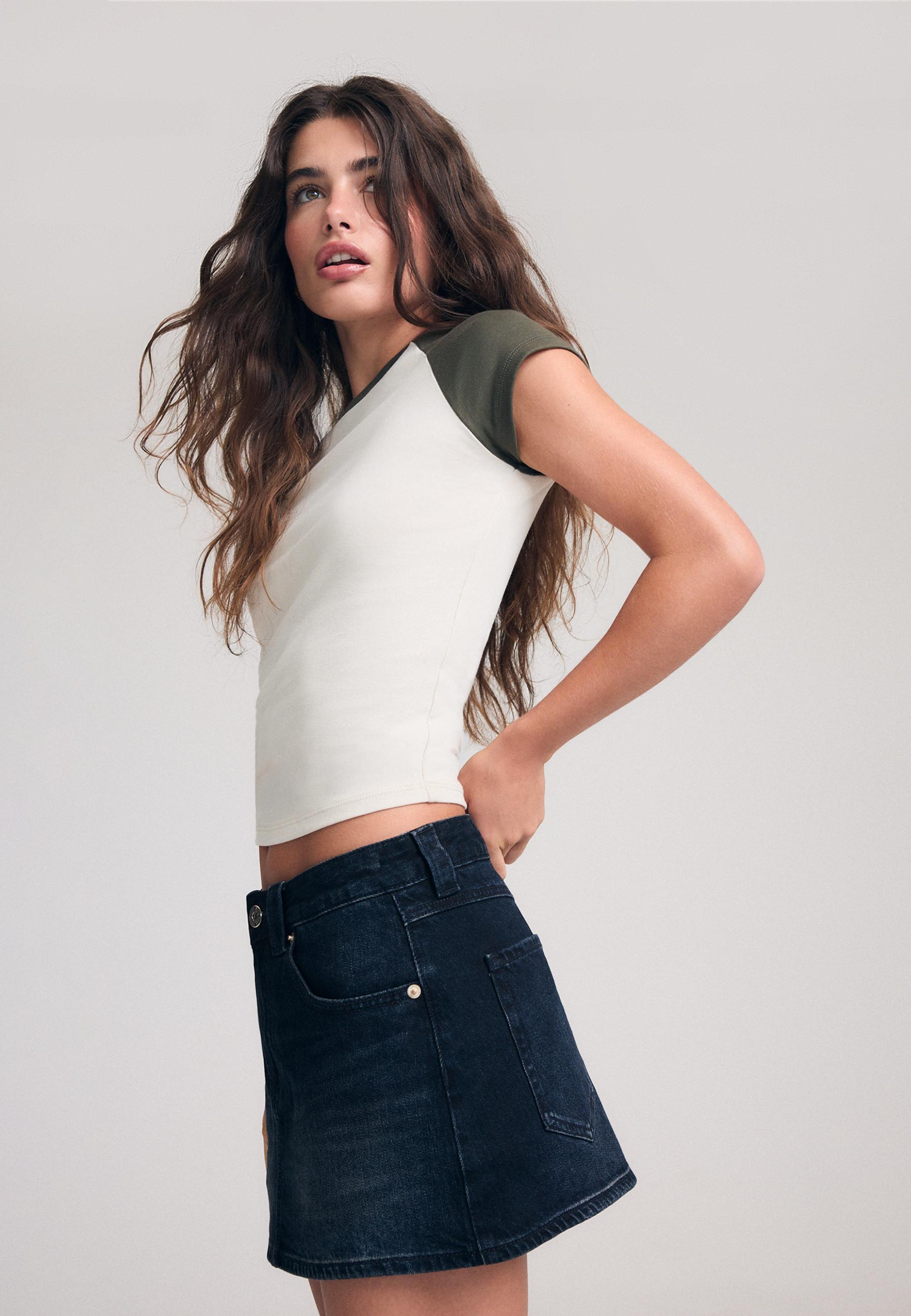 D62 denim şort etek