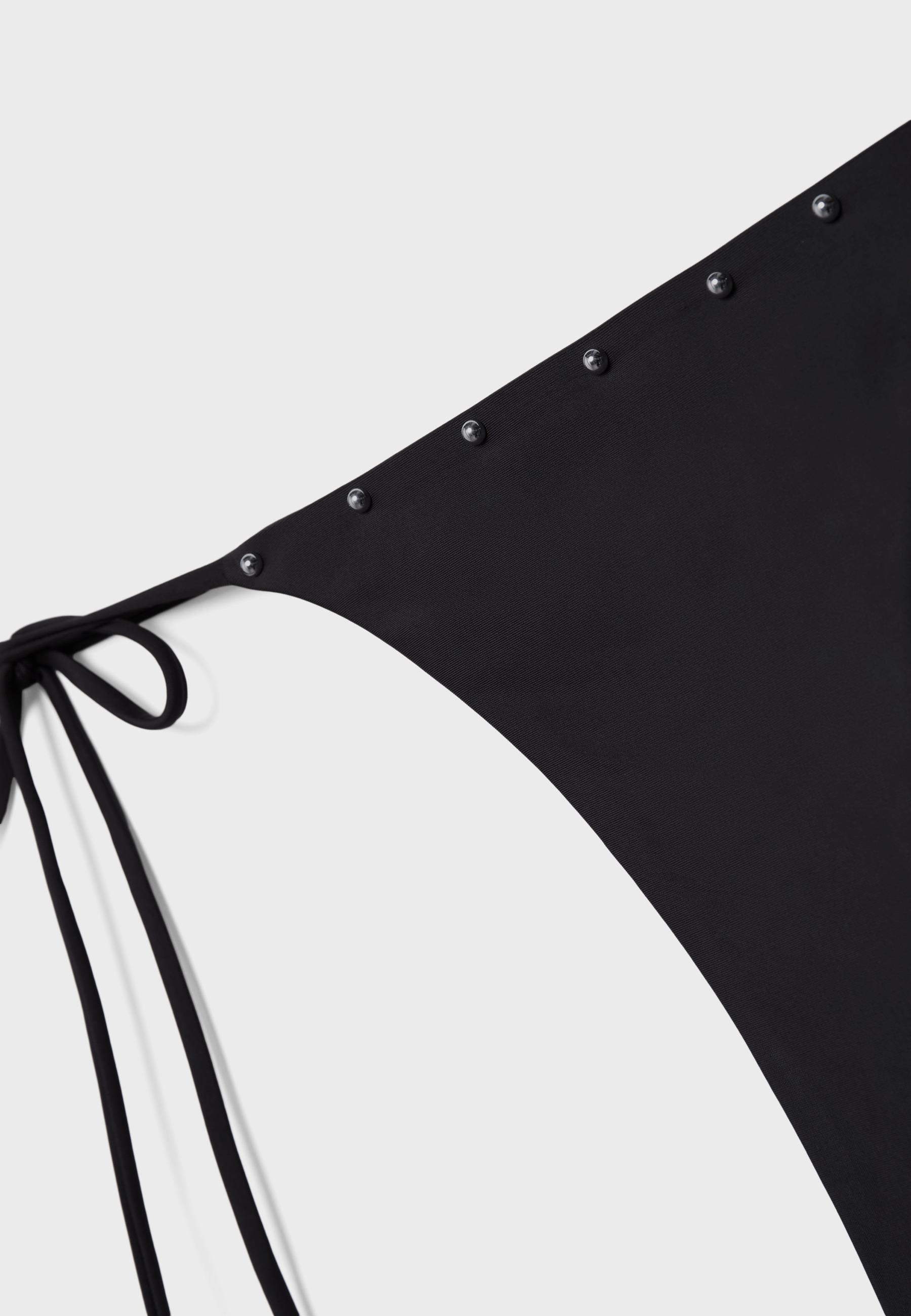 Studded tie-side bikini bottoms — Black