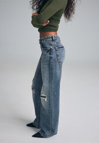 D92 Ripped straight wide-leg jeans — OVERDYED BLUE DENIM 6