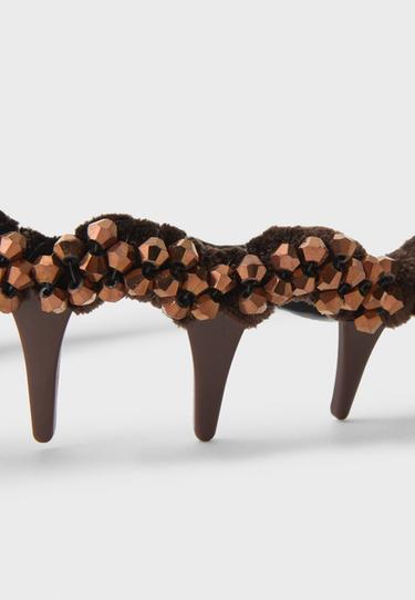 Rigid shimmery headband — Brown 5