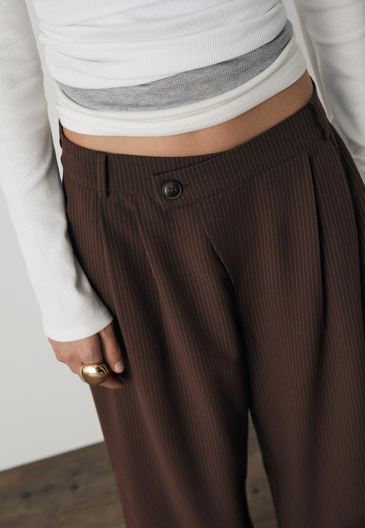 pantalon vestir casual cintura cruzada rayas