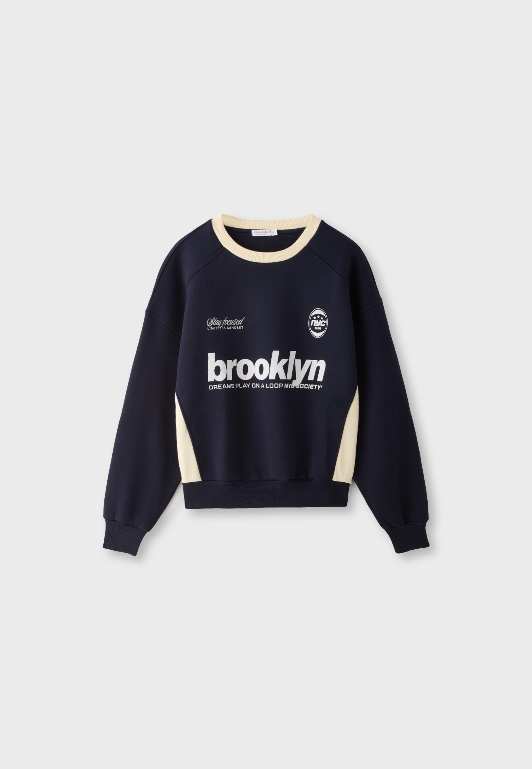 Contrast collar sweatshirt — Navy blue