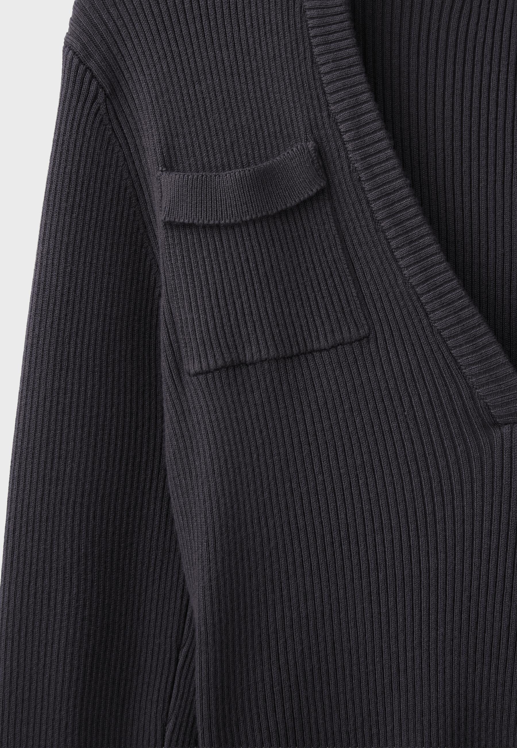 Polo collar knit jumper with pockets — Dark grey