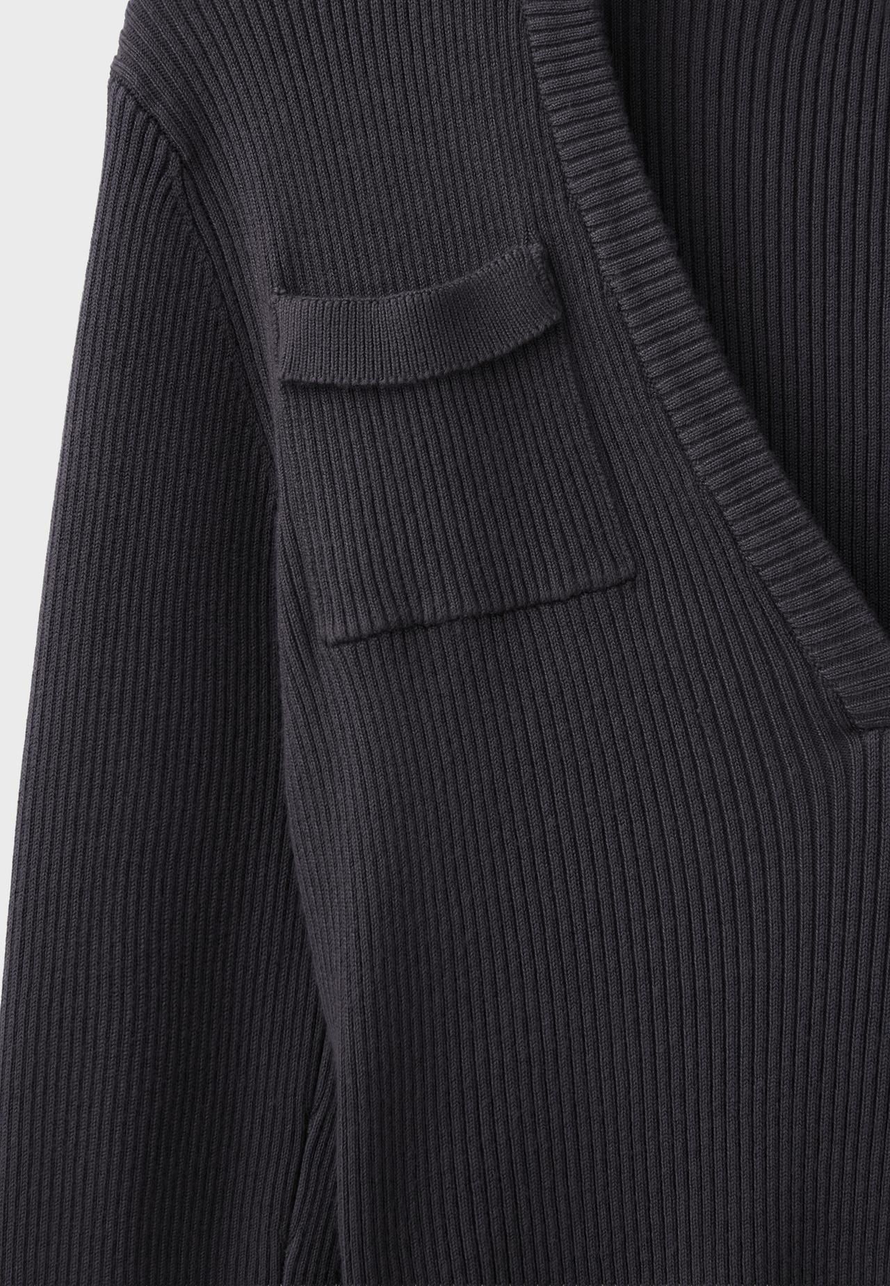 Polo collar knit jumper with pockets — Dark grey