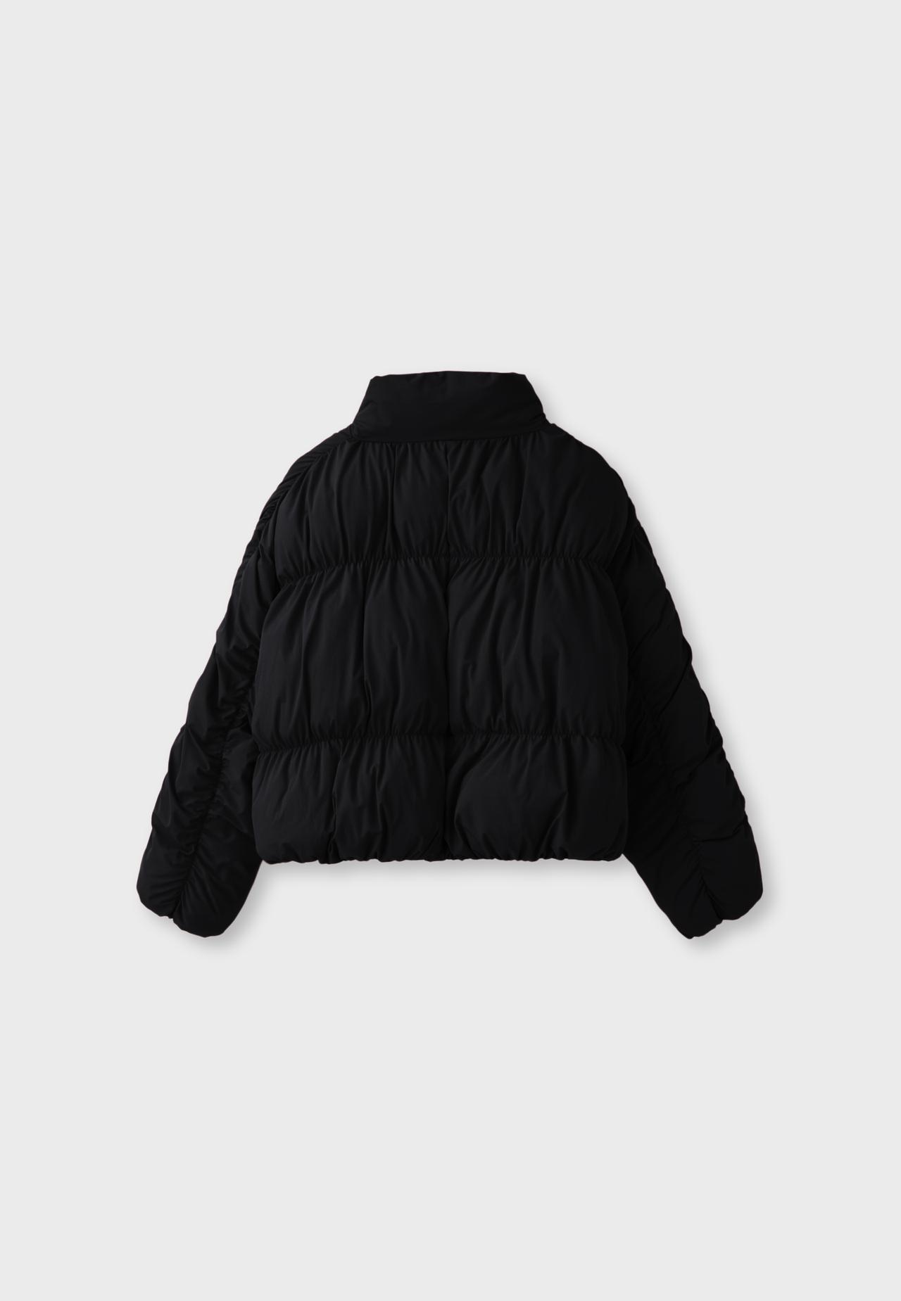 Padded high neck ruched jacket — Black