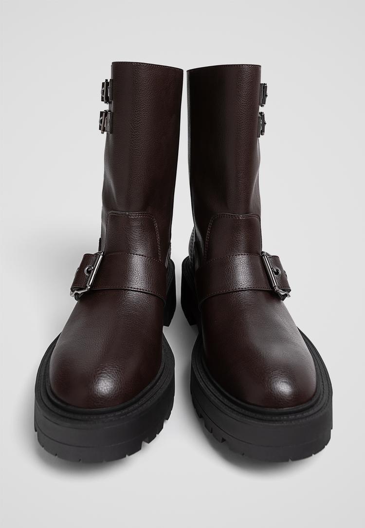 botines planos hebillas