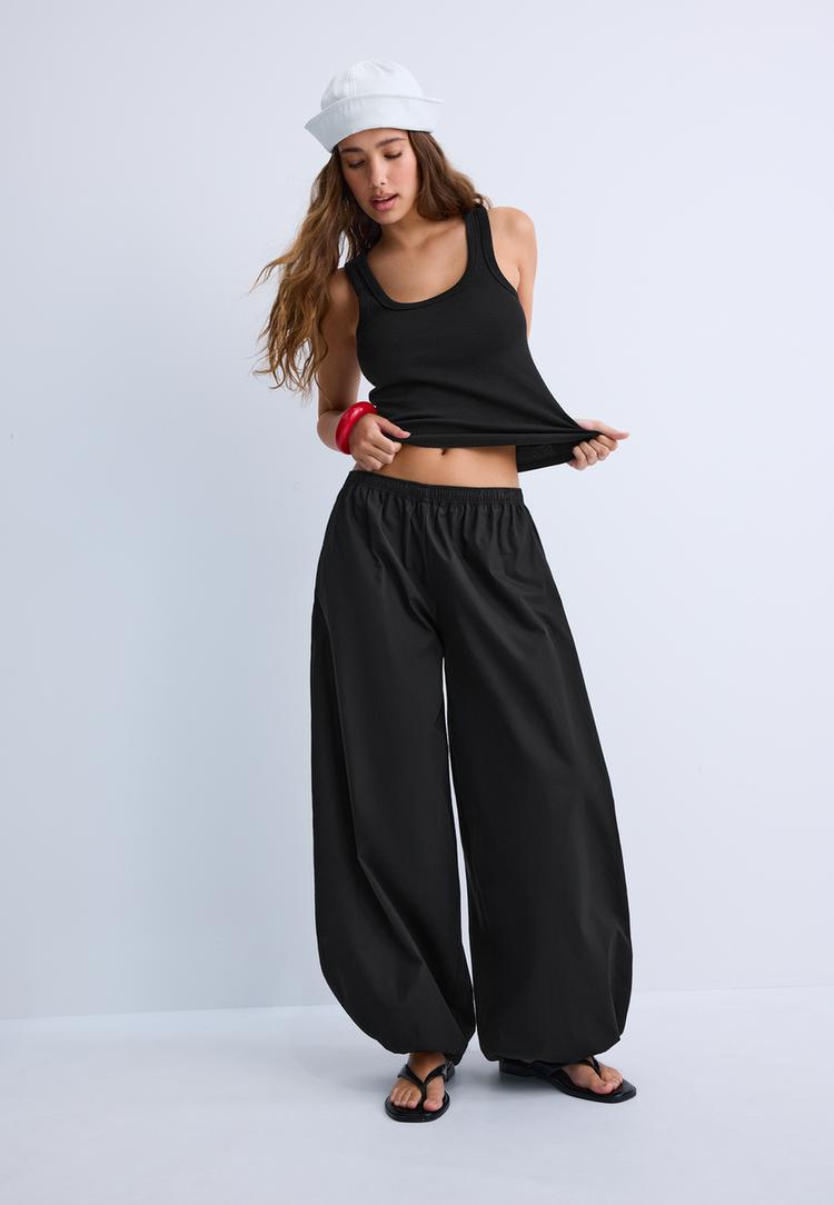 Stradivarius Tricou Din Bumbac Cu Spate Tip Înotător Negru Xs