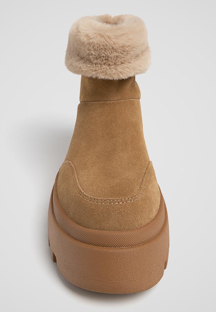 botines planos piel efecto pelo