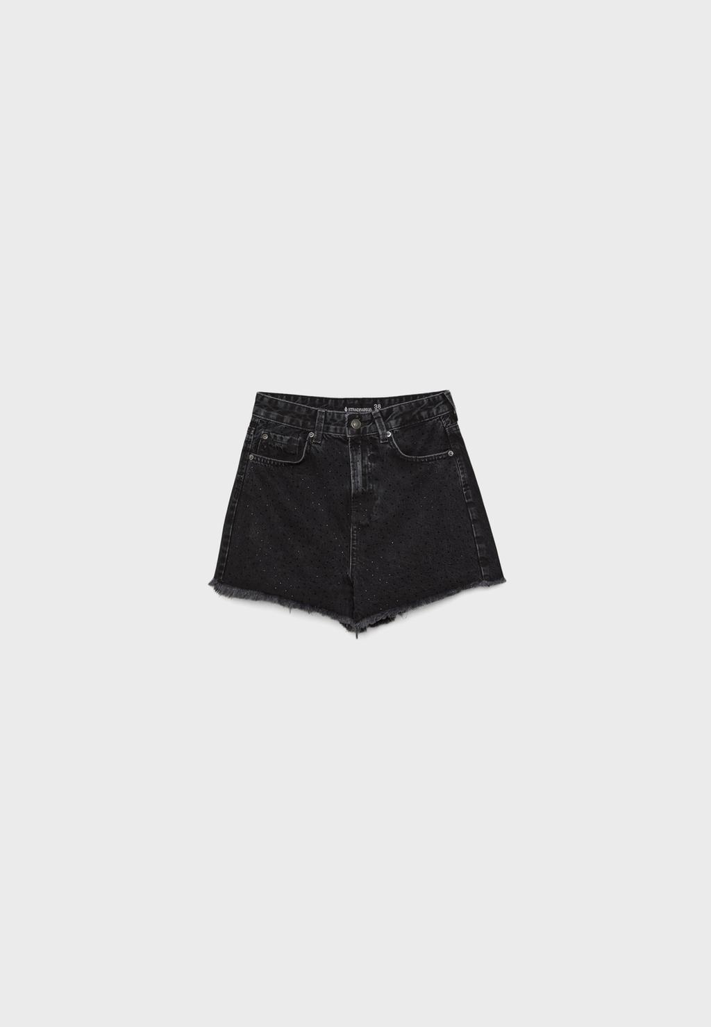 Short en denim à brillants