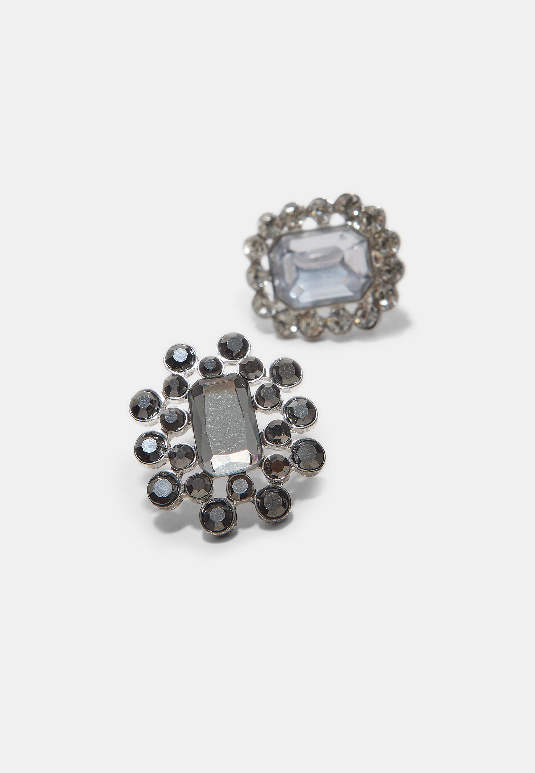 Set of 3 jewel brooches — Grey