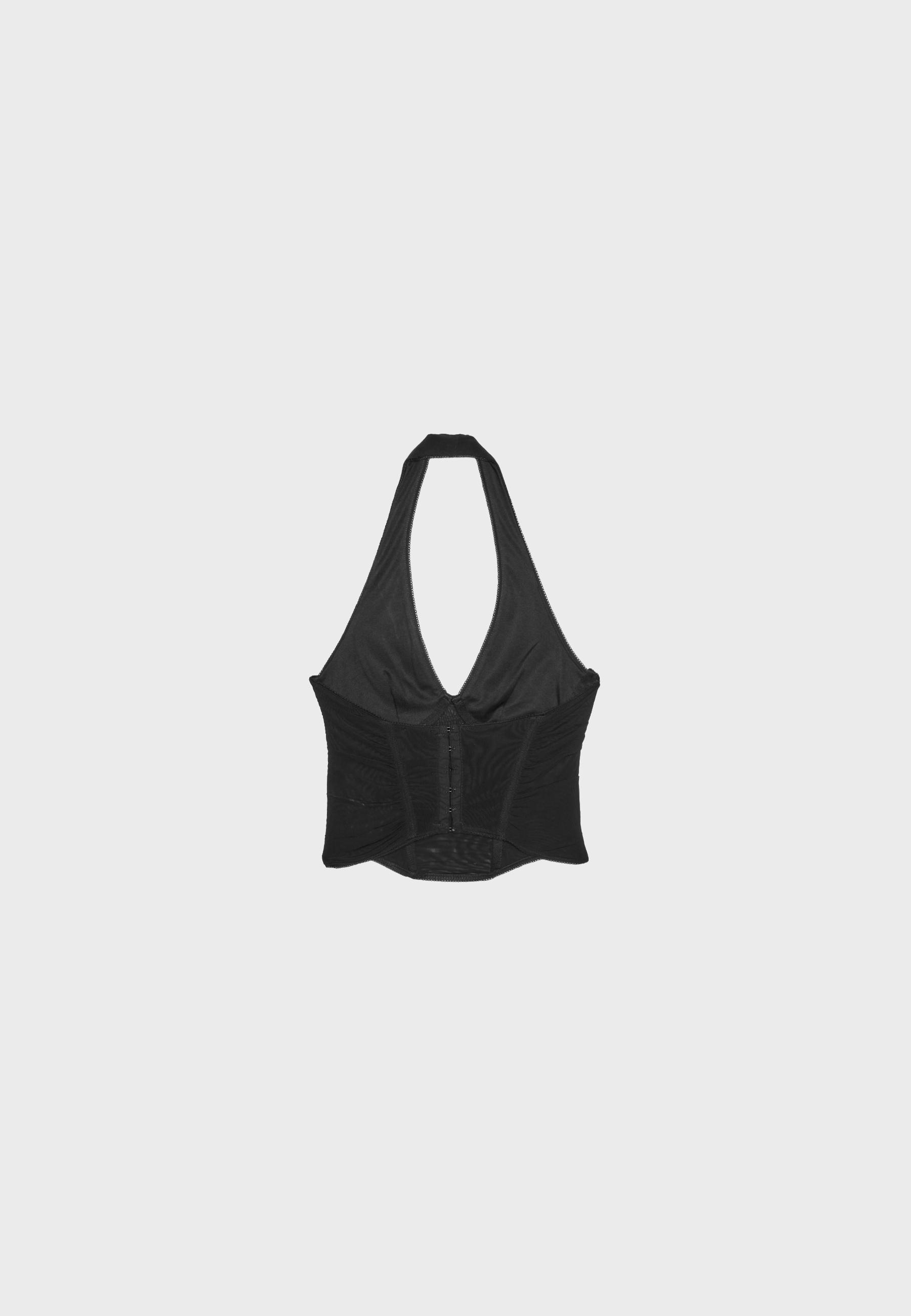 Mesh halter bodice top — Black