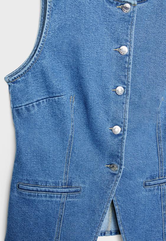 Düğmeli denim top_3