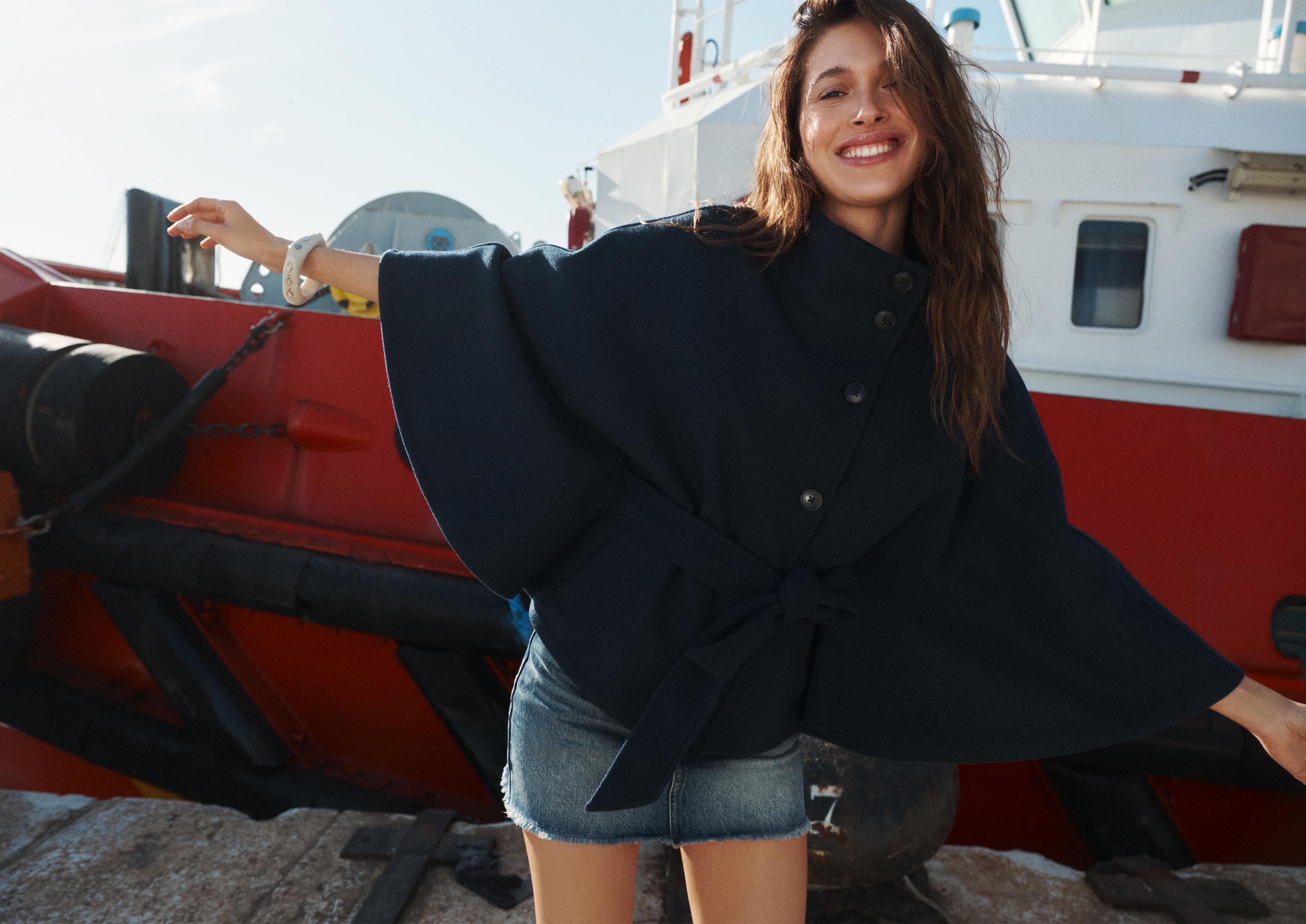 Soft-touch Cape Jacket — Dark blue