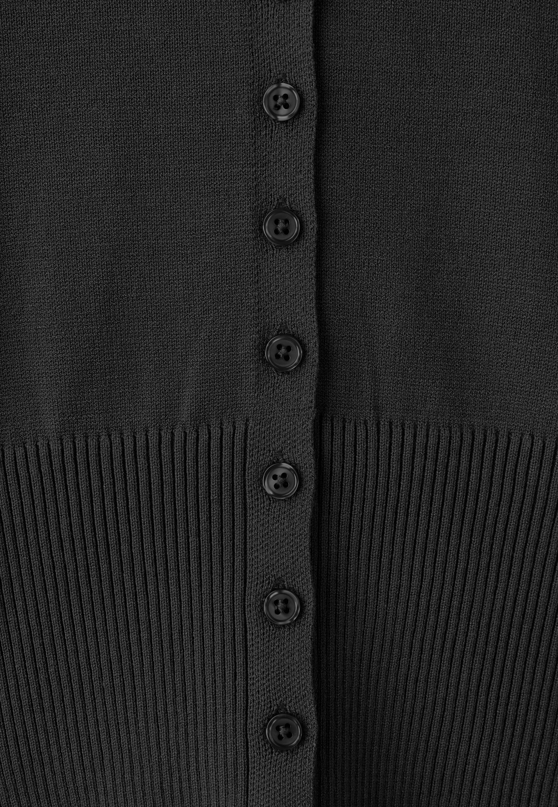 Fitted stand collar cardigan — Black