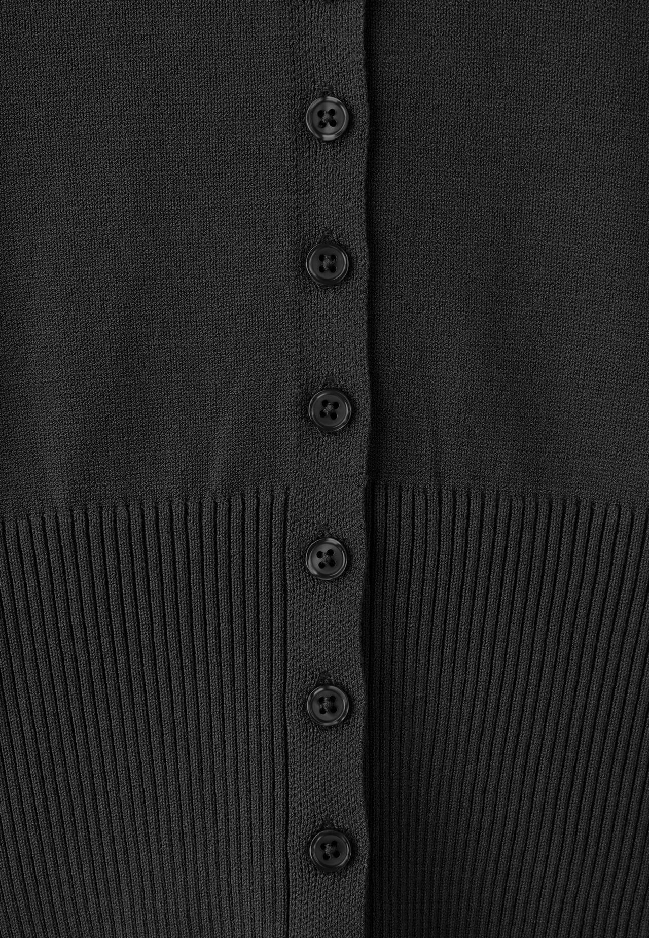 Fitted stand collar cardigan — Black