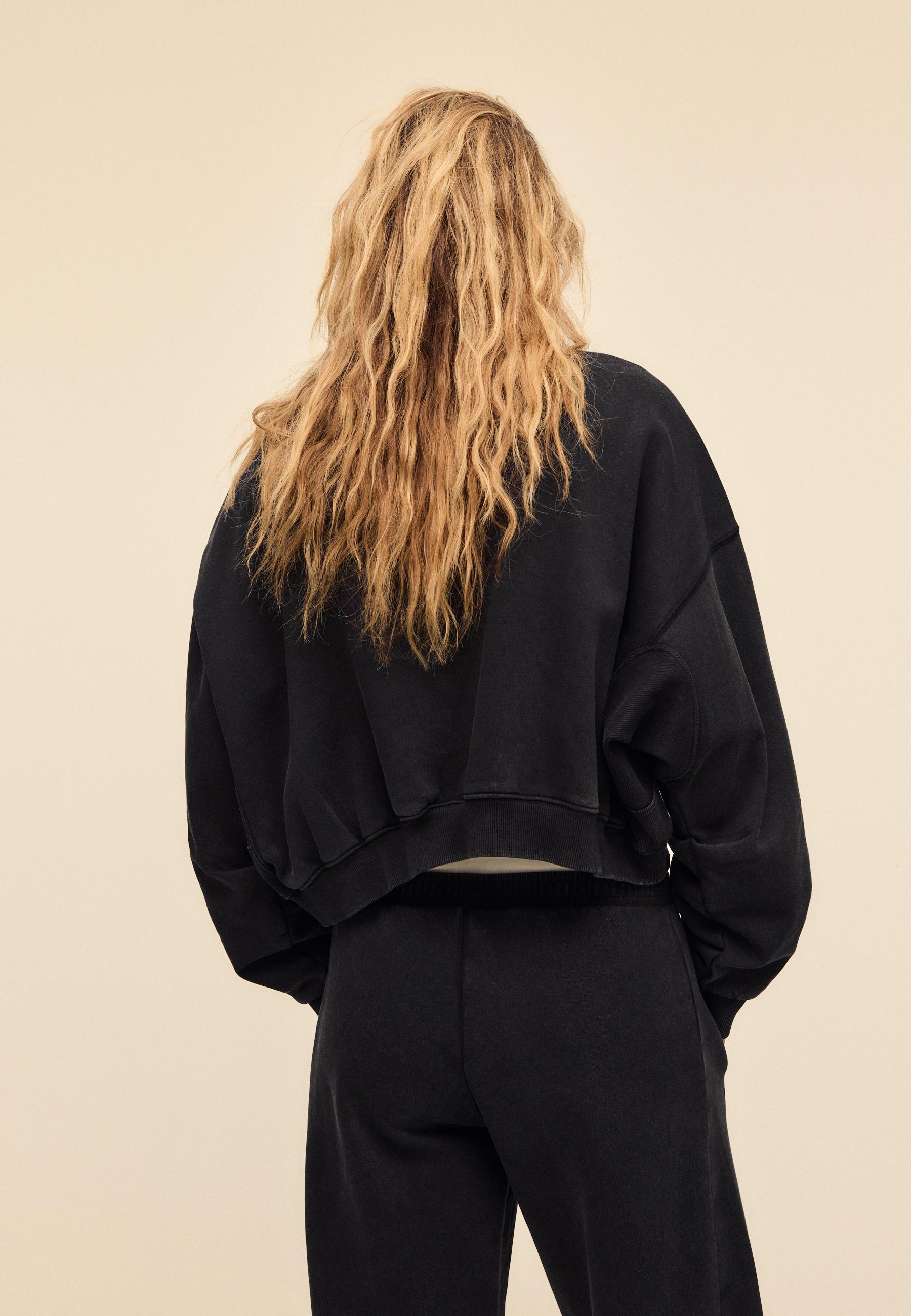 Soft touch acid wash sweatshirt — Dark grey