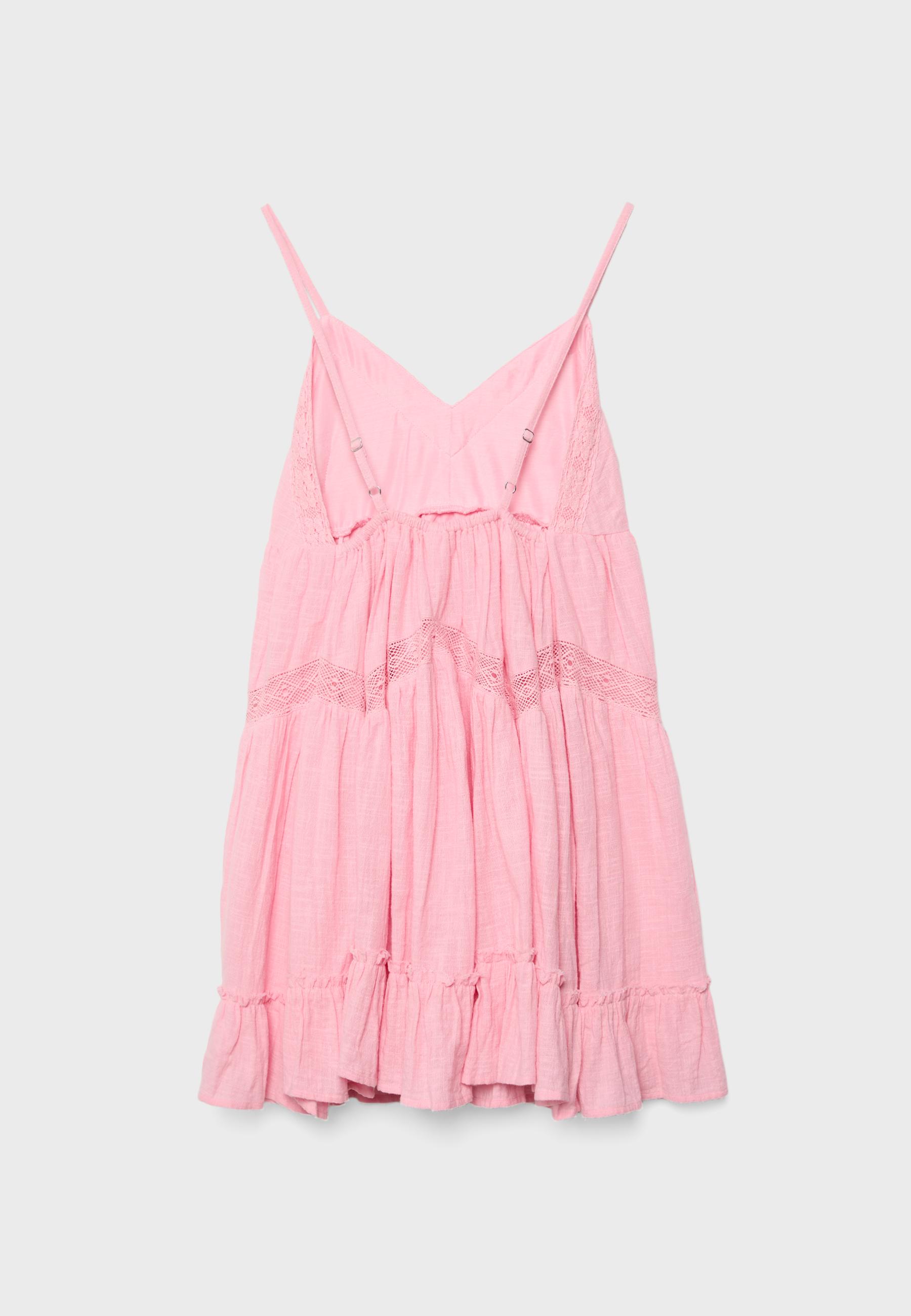 Short dress with lace detail — Bubblegum pink