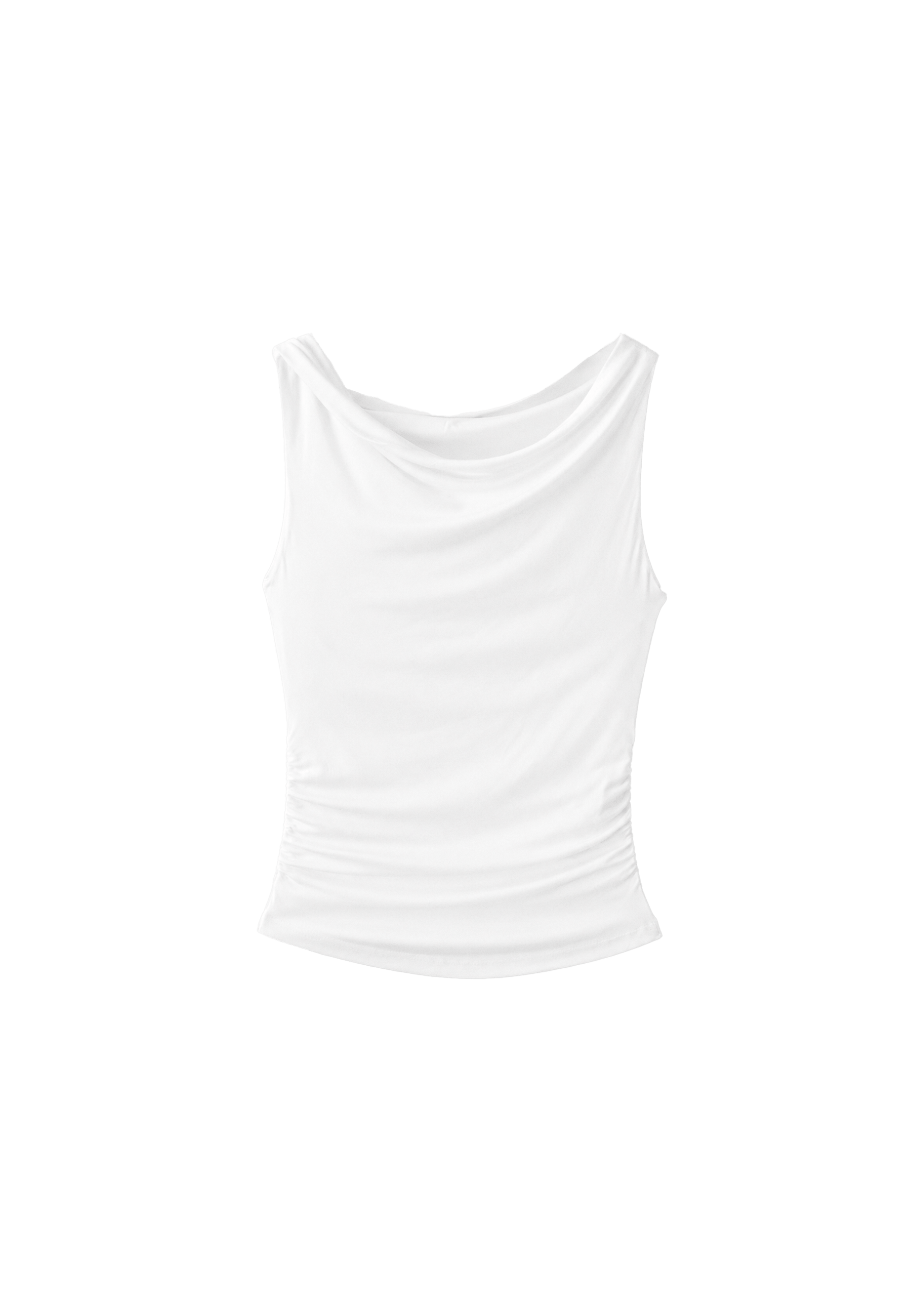 Asymmetric gathered T-shirt — Ecru
