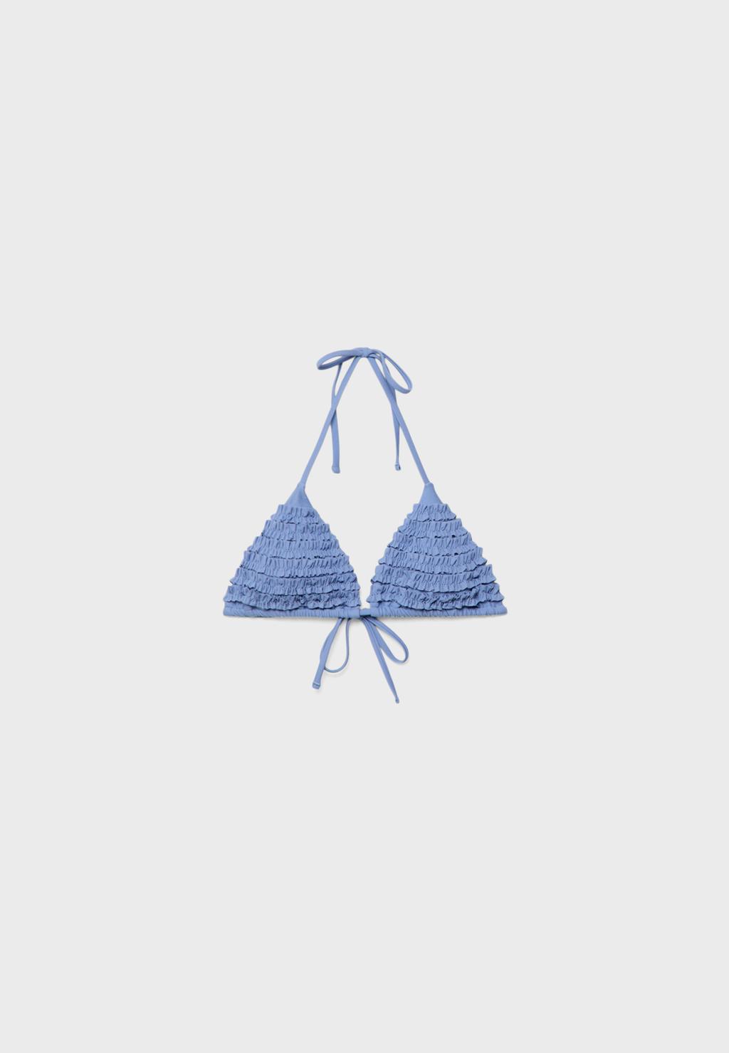 Fırfırlı üçgen bikini üstü