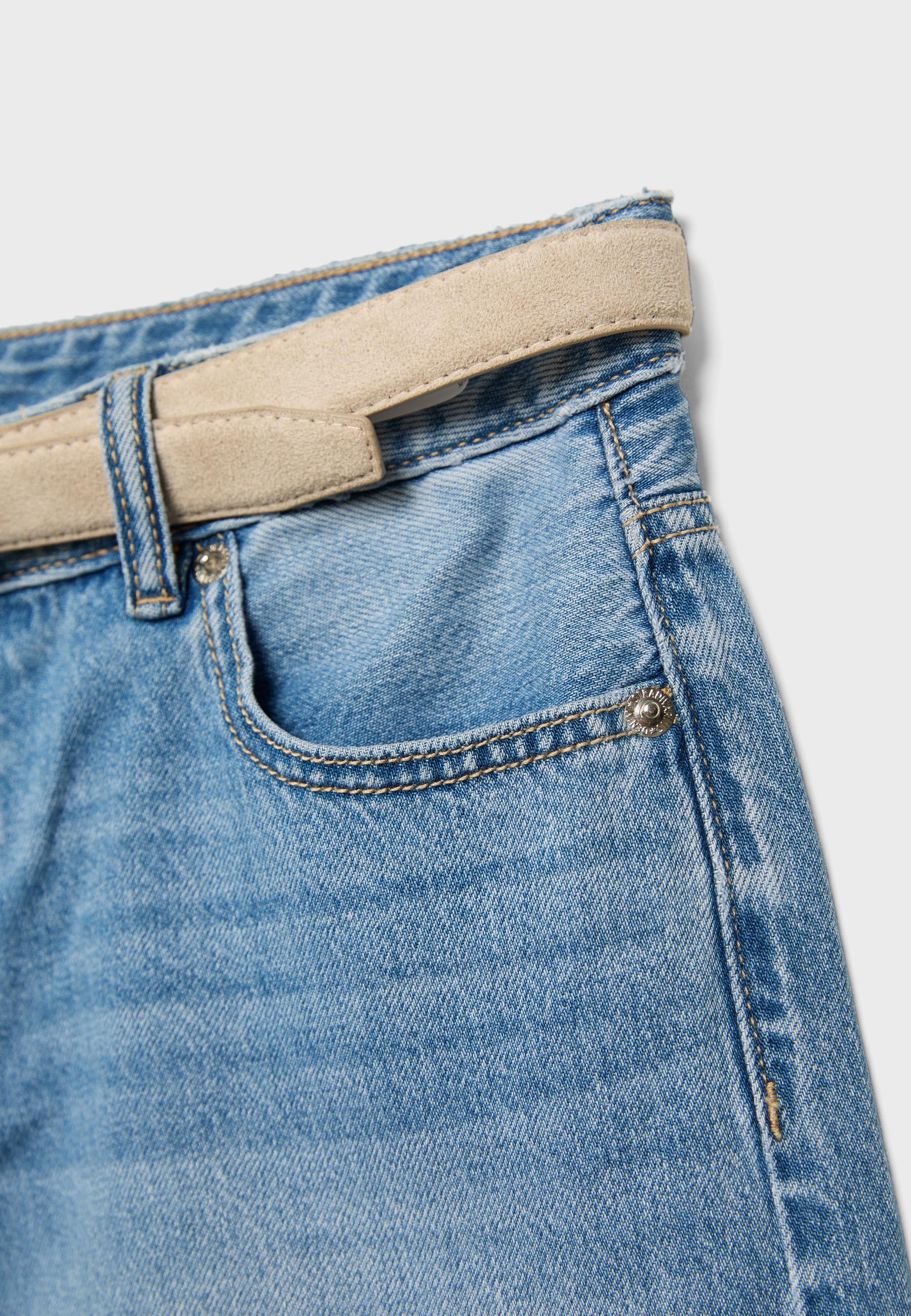 Belted denim Bermuda shorts — MEDIUM BLUE DENIM