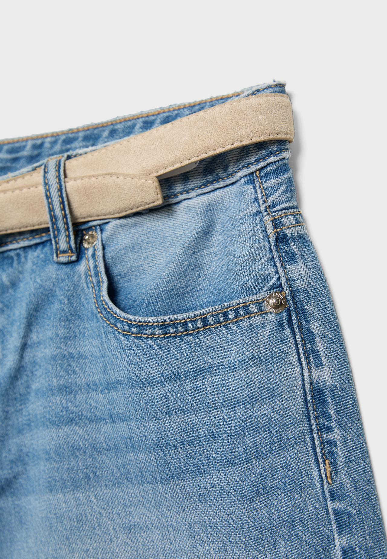 Belted denim Bermuda shorts — MEDIUM BLUE DENIM