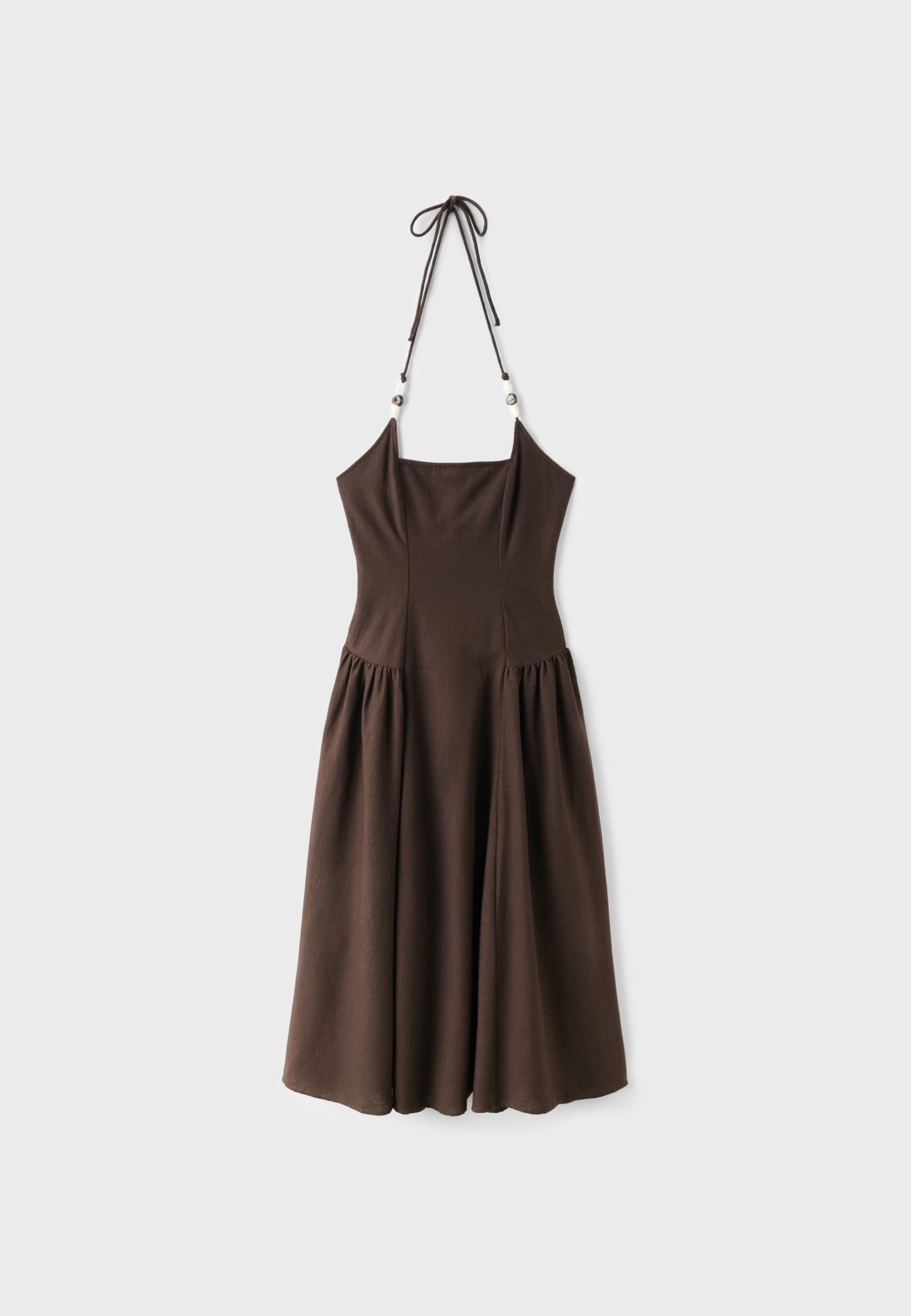 Beaded midi halter dress